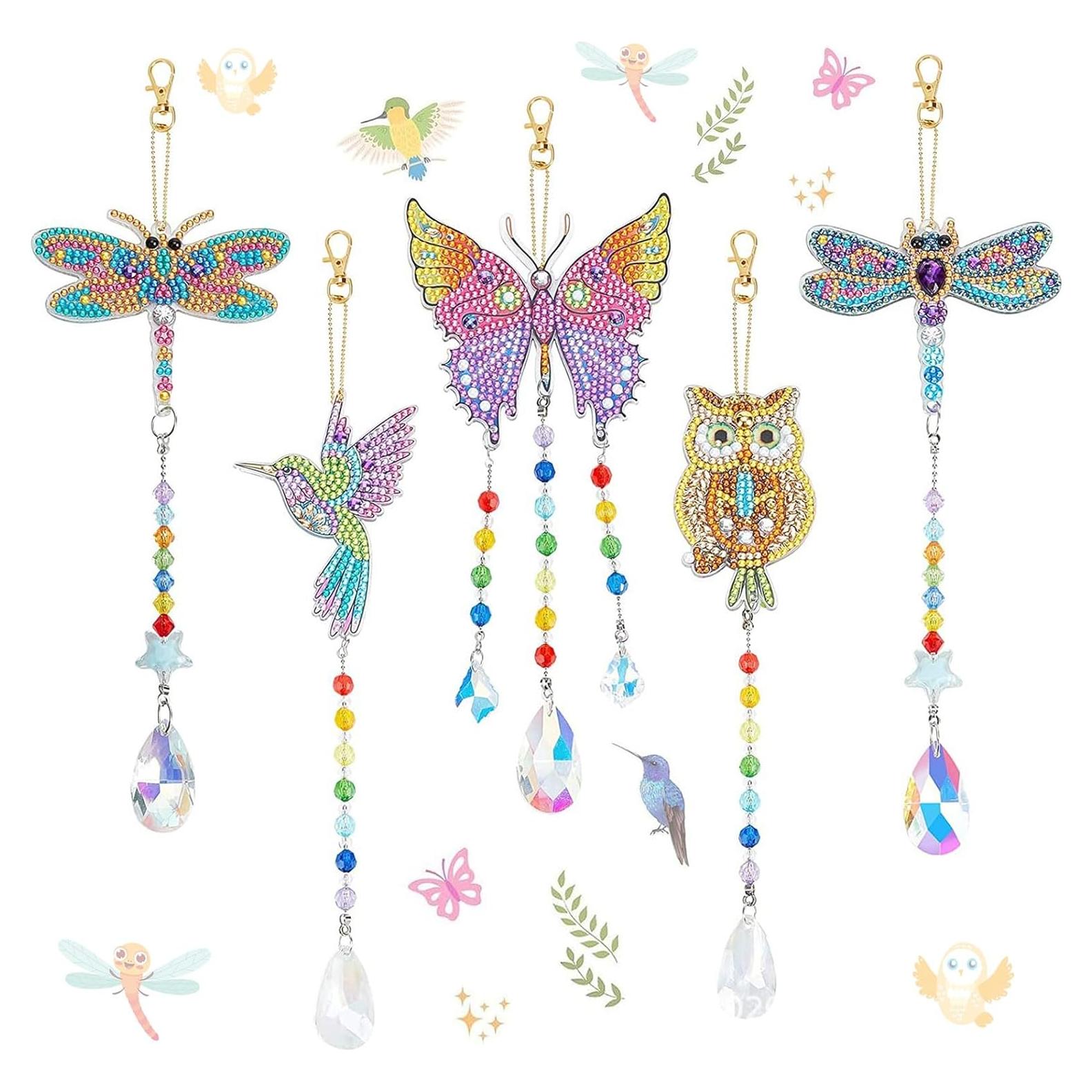 5 Piezas Atrapa Rayos de Sol AUAUY Mariposa Acrílico 5D