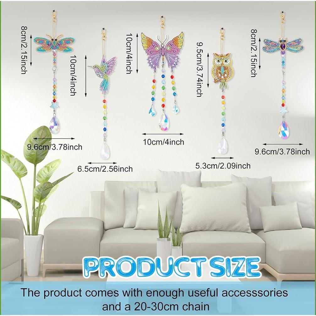 5 Piezas Atrapa Rayos de Sol AUAUY Mariposa Acrílico 5D