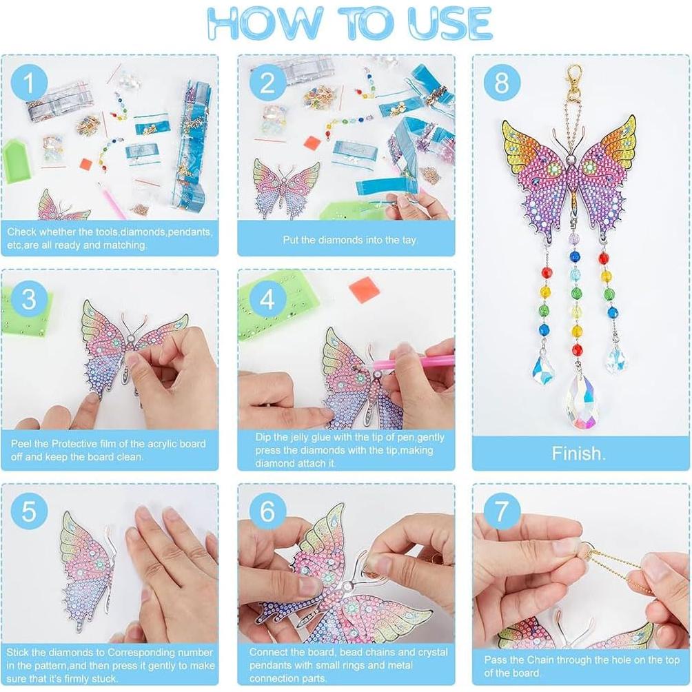 5 Piezas Atrapa Rayos de Sol AUAUY Mariposa Acrílico 5D