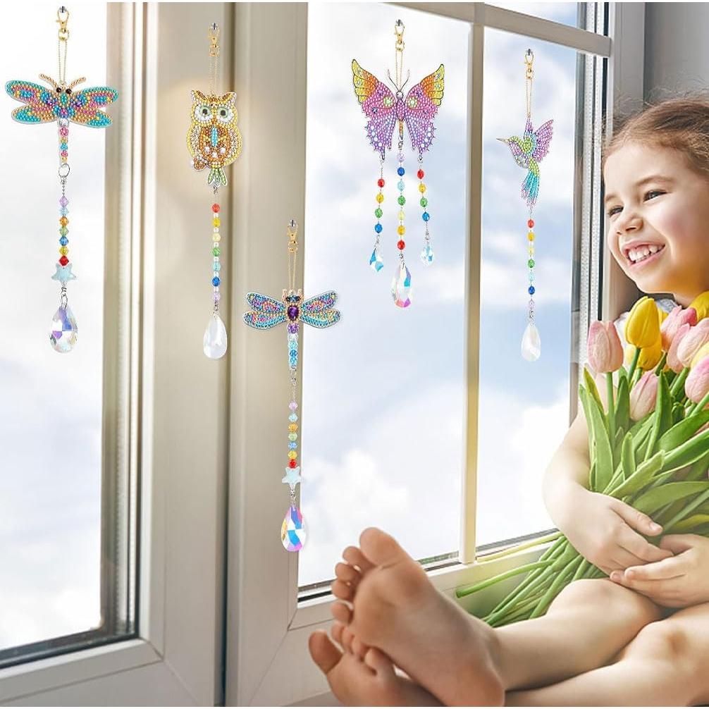 5 Piezas Atrapa Rayos de Sol AUAUY Mariposa Acrílico 5D
