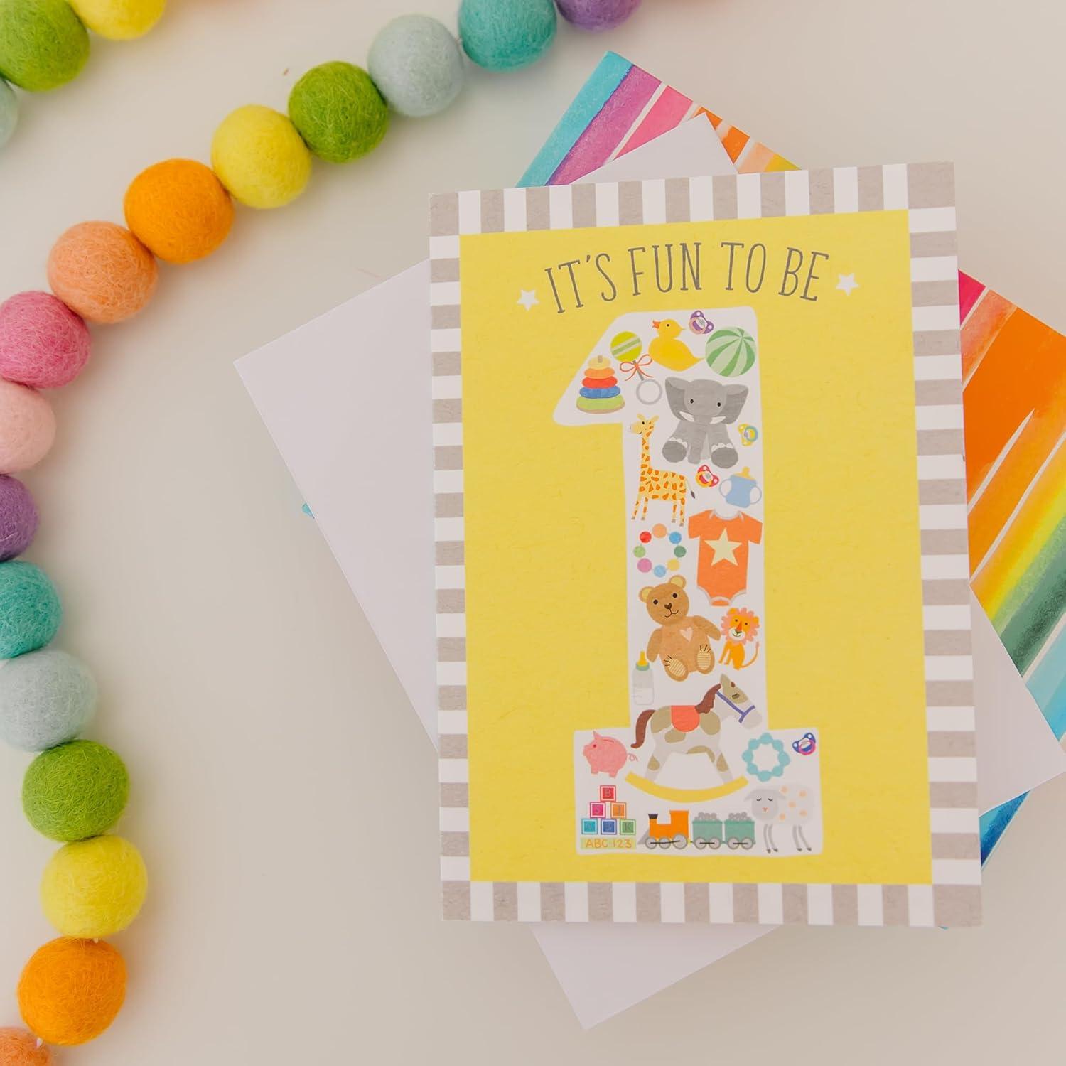Tarjeta de Cumpleaños 1er Año Tiny Expressions - Diseño Neutral