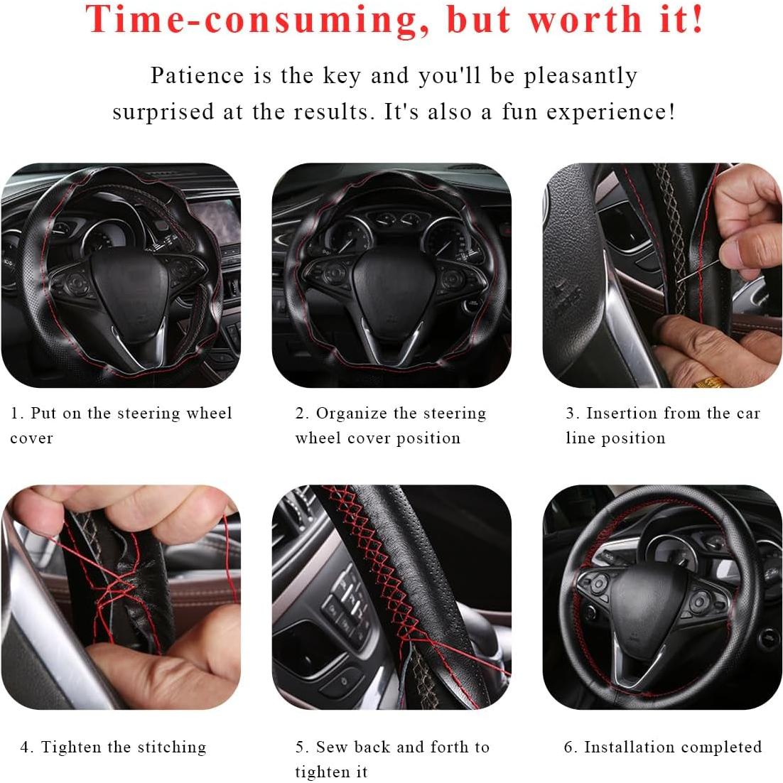 Cubierta de Volante de Cuero Yourkar 15" Beige DIY Antideslizante