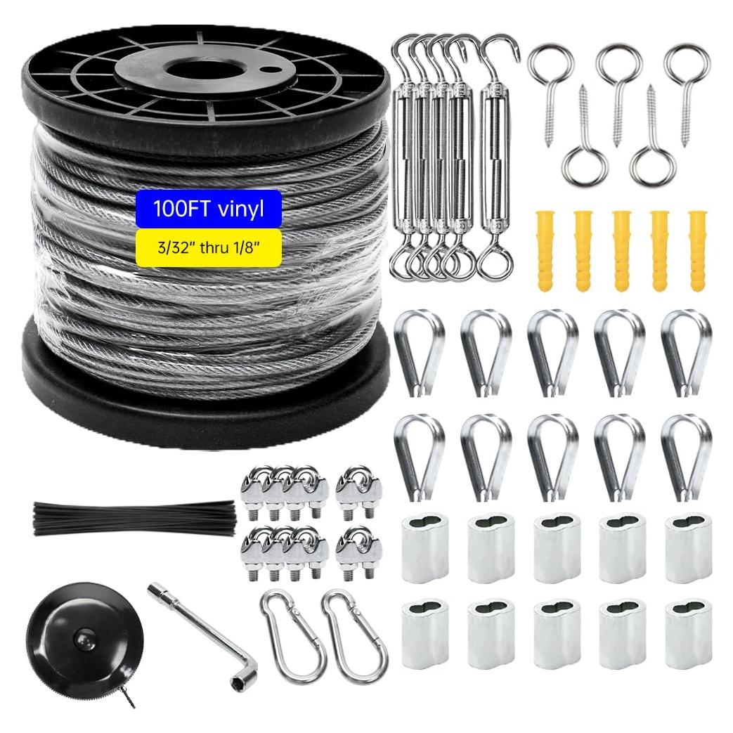 Kit de Cable de Acero Inoxidable 1/8" FHTDW 148PCS 30.48m