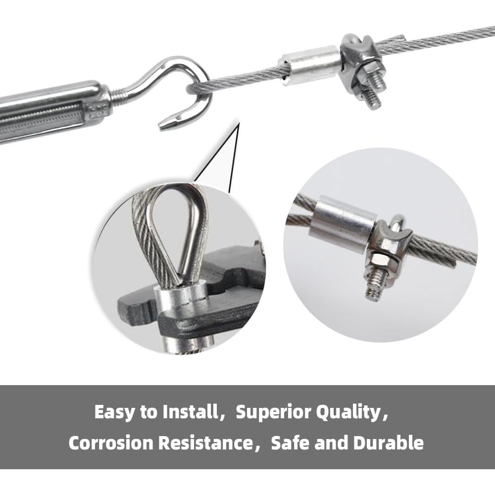 Kit de Cable de Acero Inoxidable 1/8" FHTDW 148PCS 30.48m