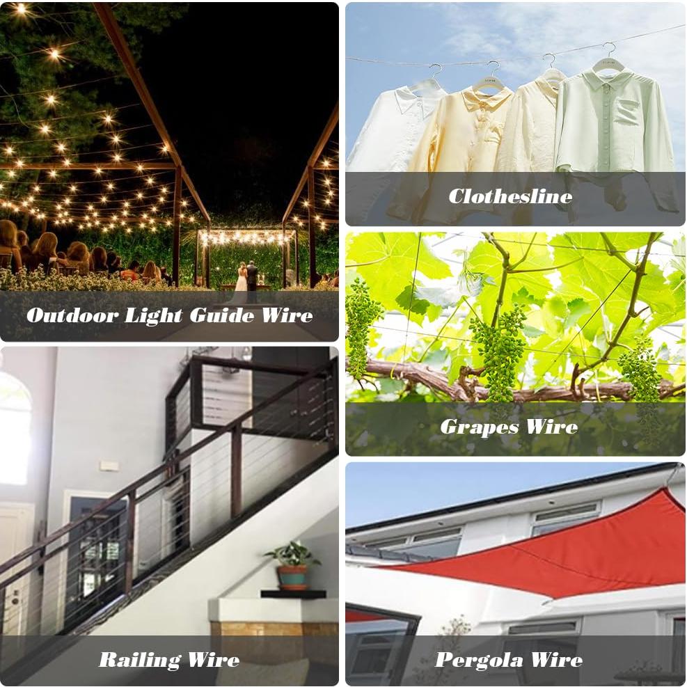 Kit de Cable de Acero Inoxidable 1/8" FHTDW 148PCS 30.48m