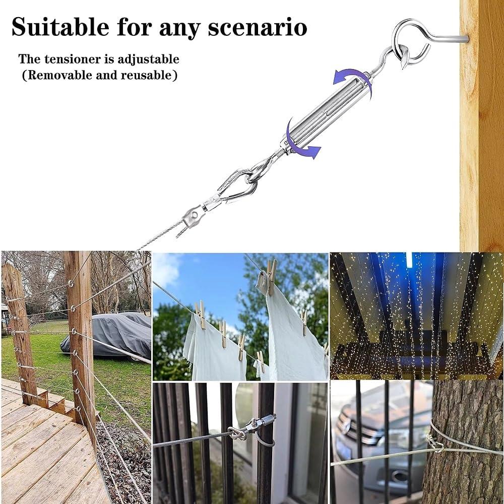 Kit de Cable de Acero Inoxidable 1/8" FHTDW 148PCS 30.48m