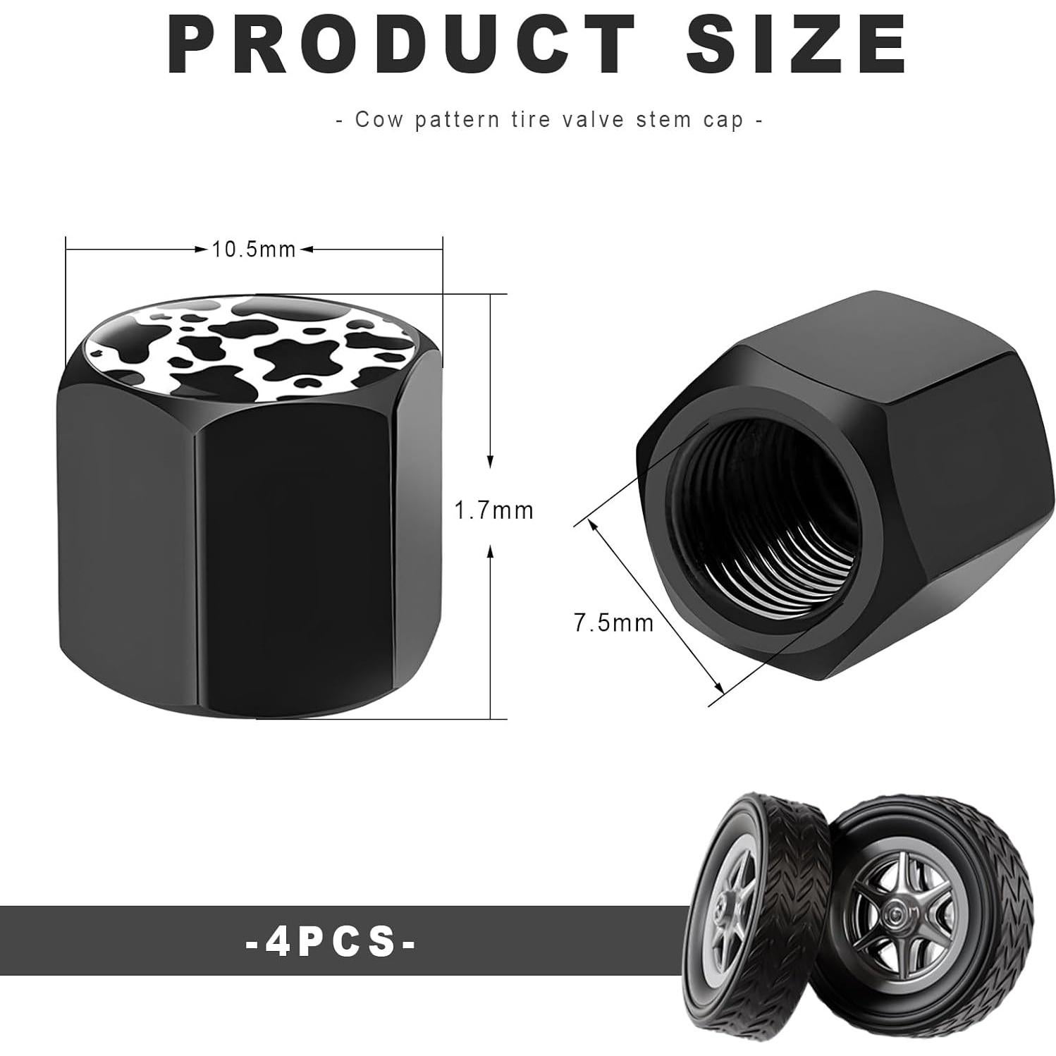 4 Tapones de Válvula de Neumático NYTKL Aluminio Estilo Vaca