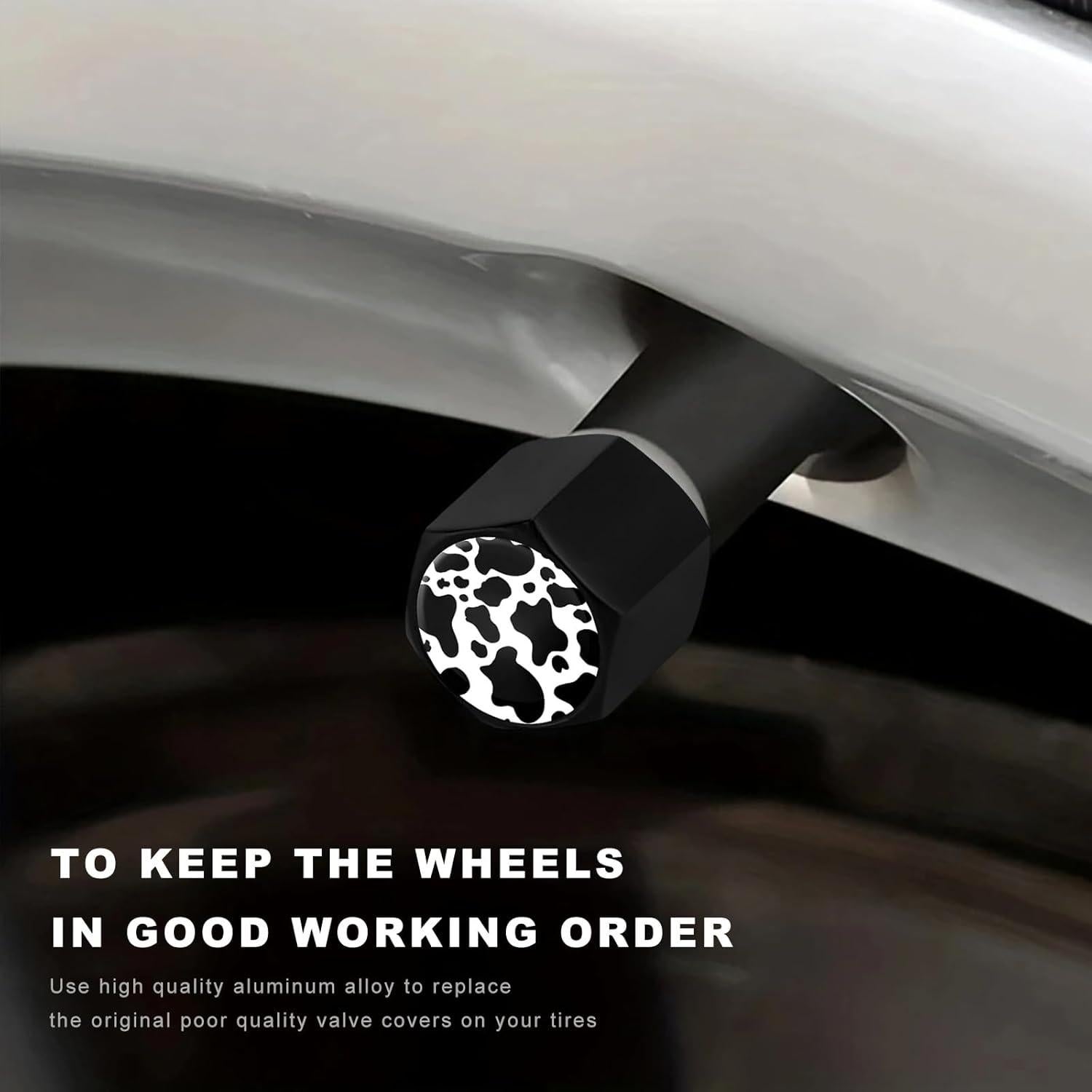 4 Tapones de Válvula de Neumático NYTKL Aluminio Estilo Vaca