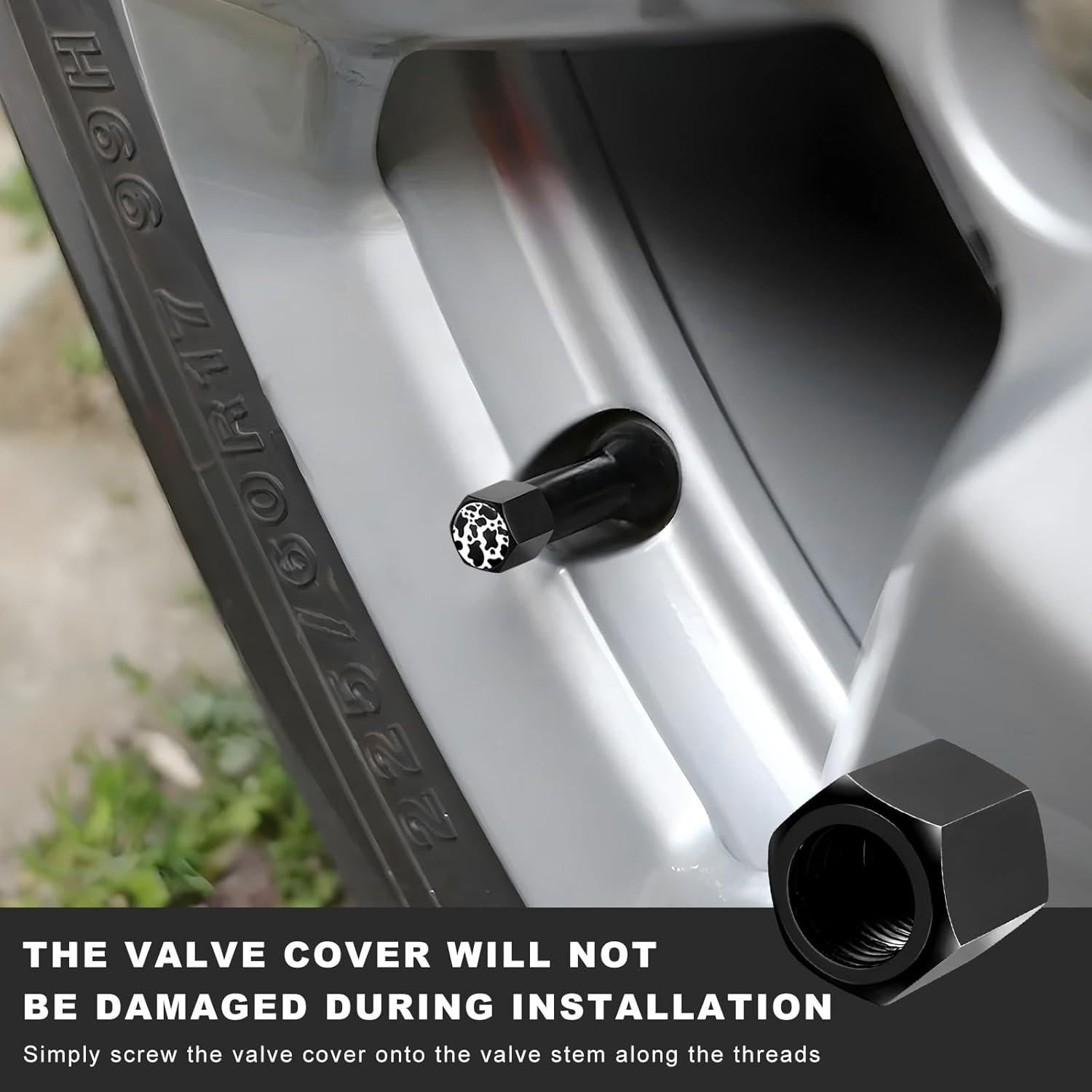 4 Tapones de Válvula de Neumático NYTKL Aluminio Estilo Vaca