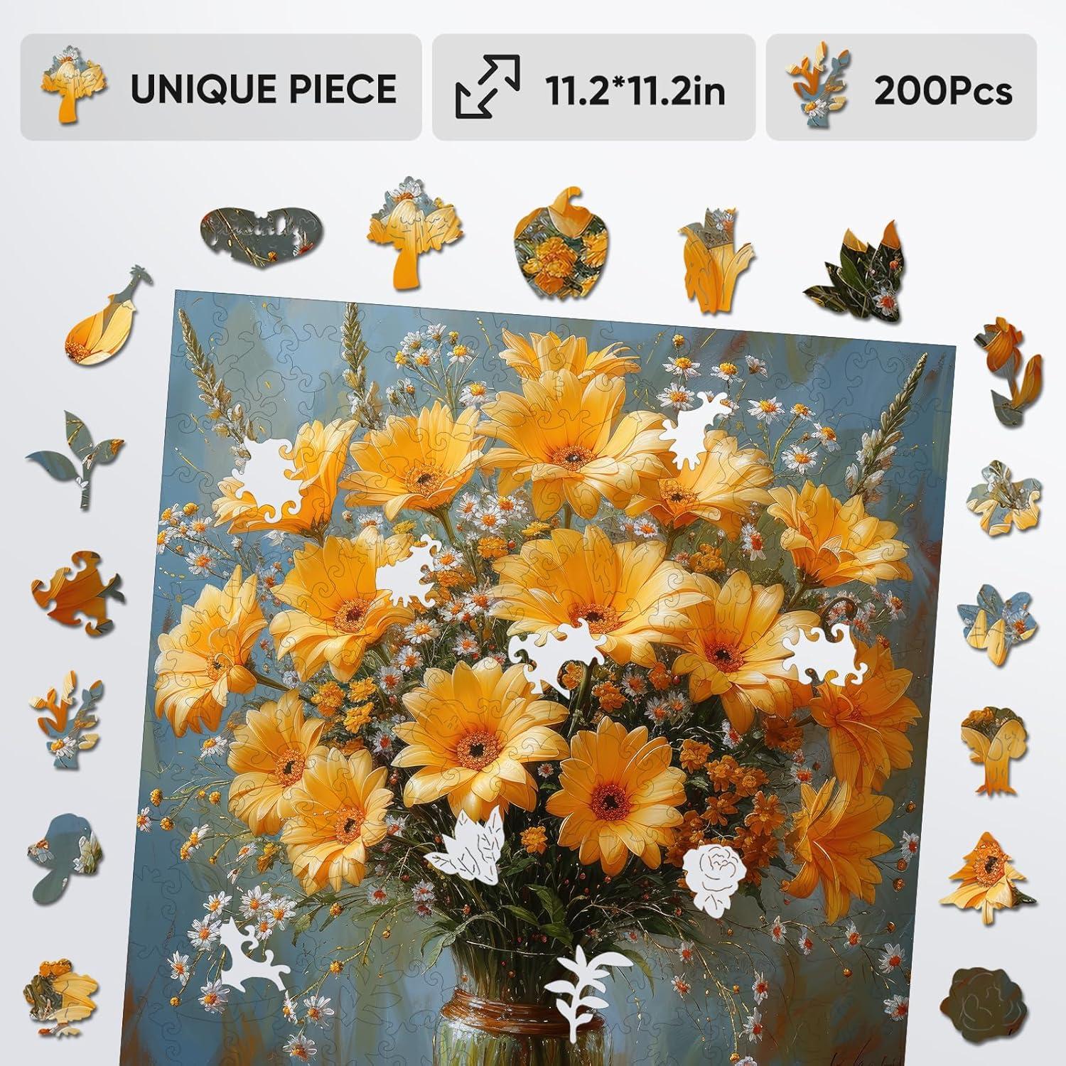 Rompecabezas de Madera Crisantemo 200 Piezas Jiroinlly 28.4 cm