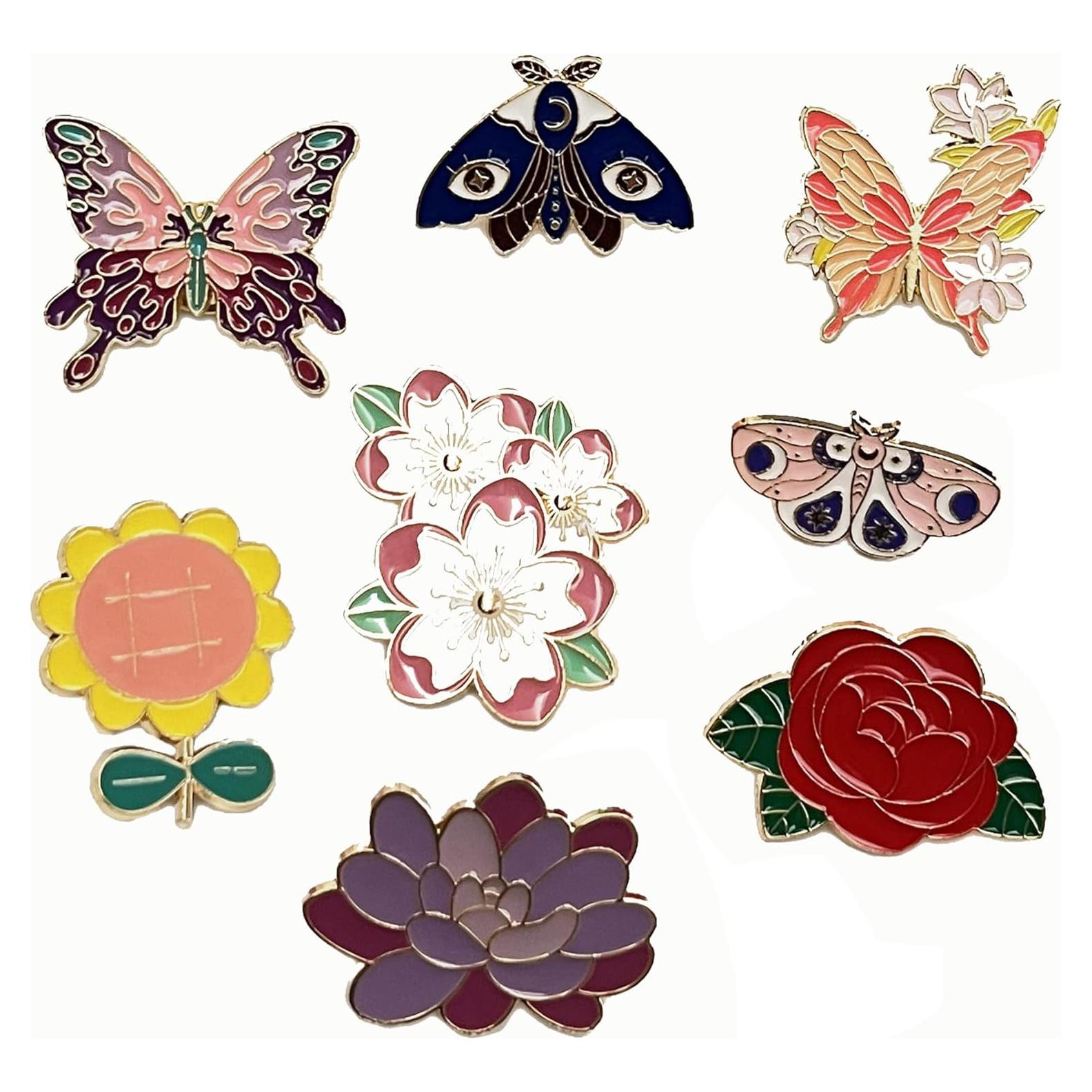 Conjunto de Pines de Esmalte Lindos 8 Piezas para Ropa y Mochilas