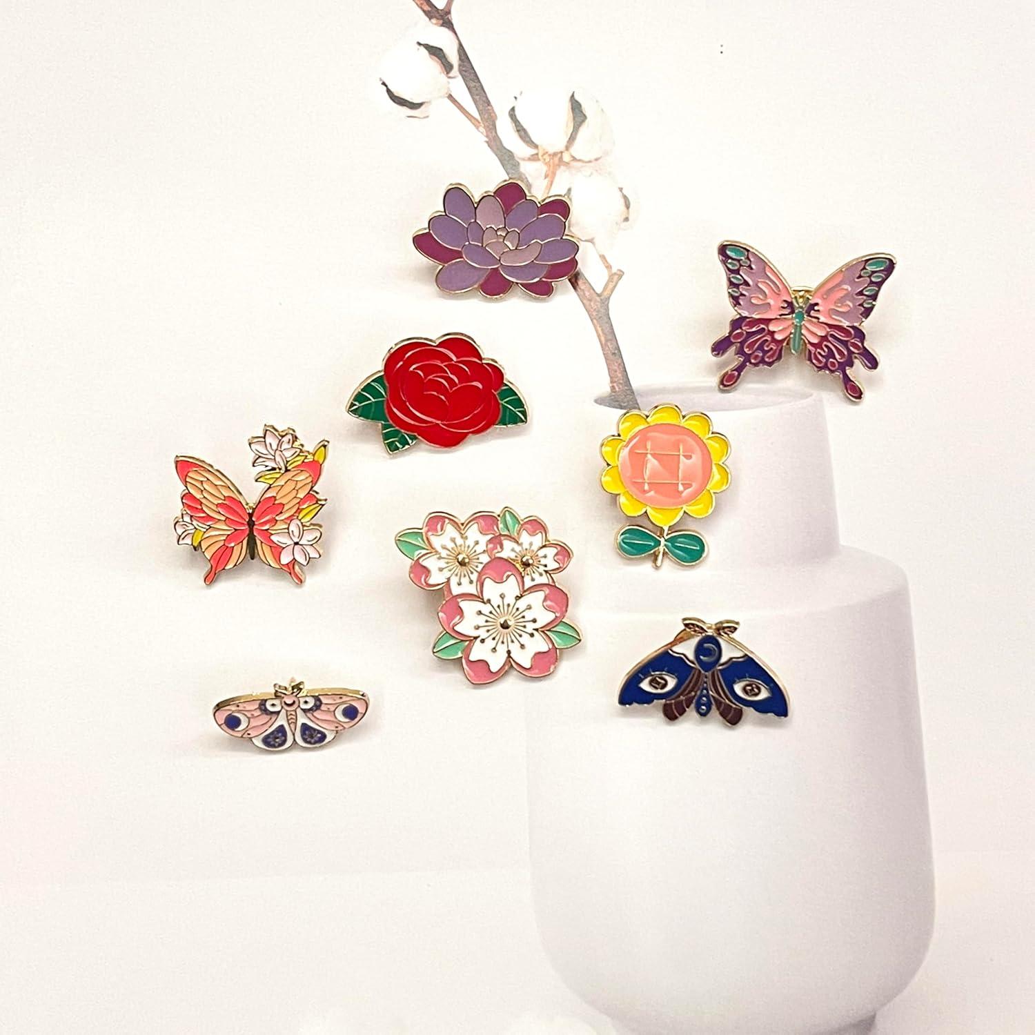 Conjunto de Pines de Esmalte Lindos 8 Piezas para Ropa y Mochilas