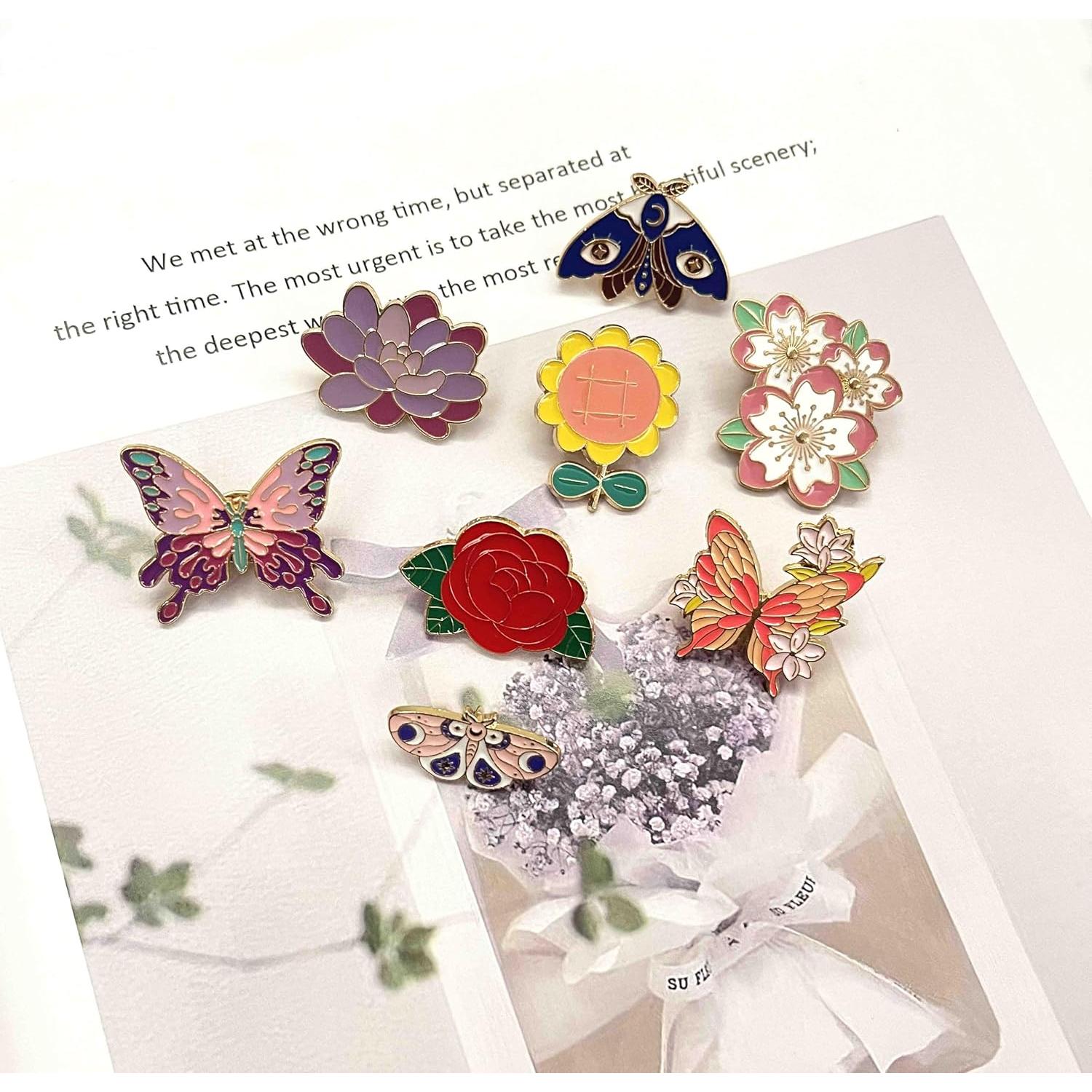 Conjunto de Pines de Esmalte Lindos 8 Piezas para Ropa y Mochilas