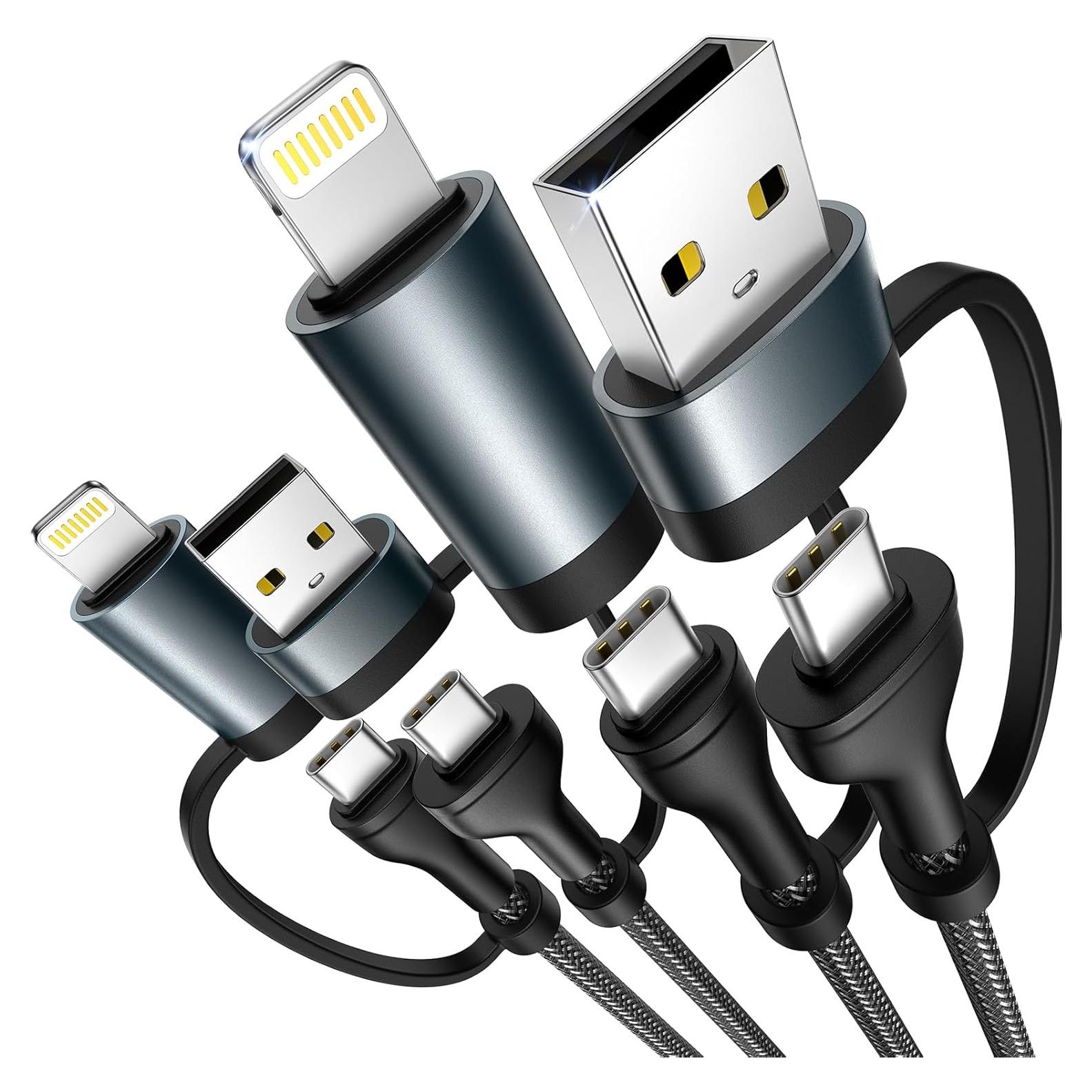 Cable de carga 4 en 1 XUDUO 2.0m USB C Lightning 60W