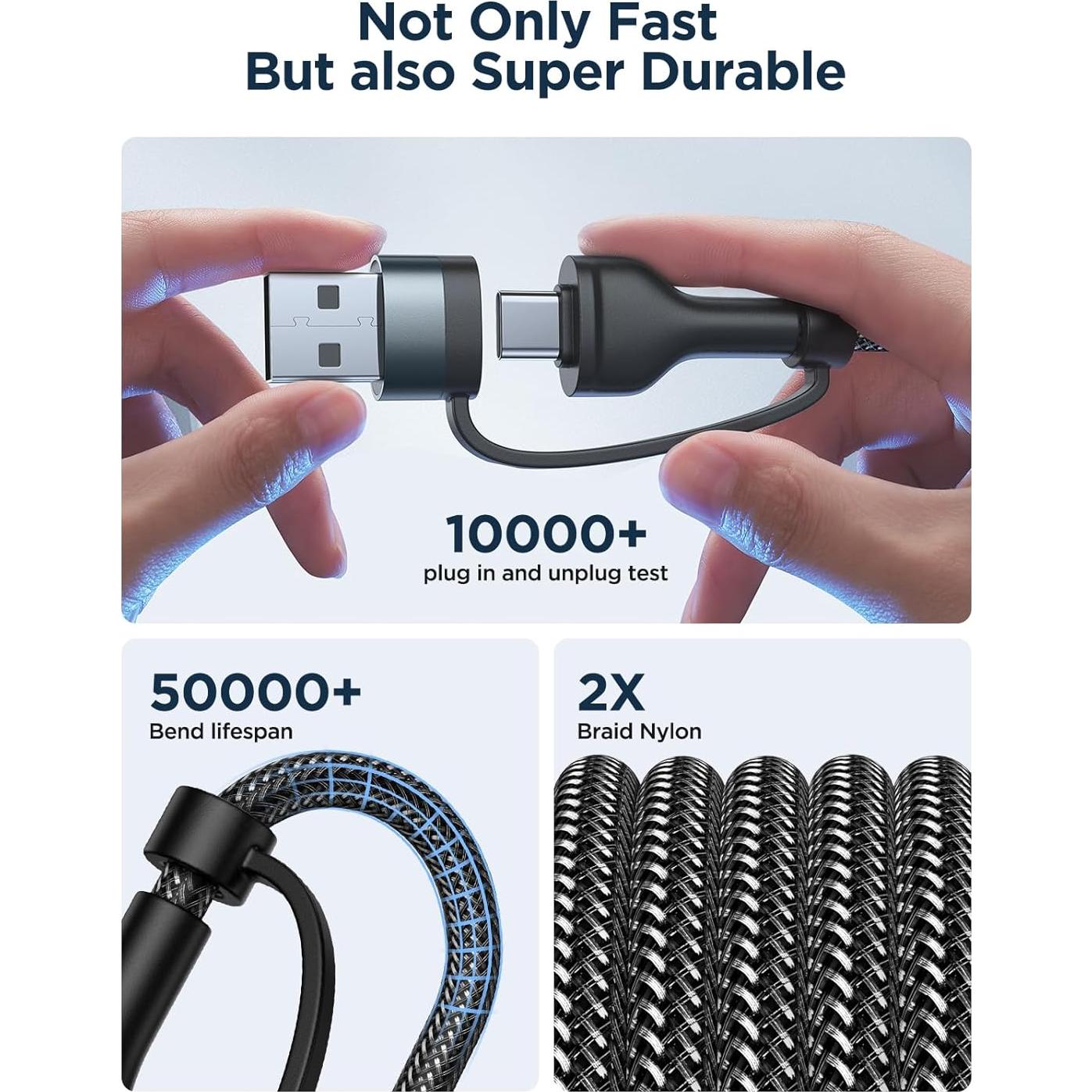 Cable de carga 4 en 1 XUDUO 2.0m USB C Lightning 60W