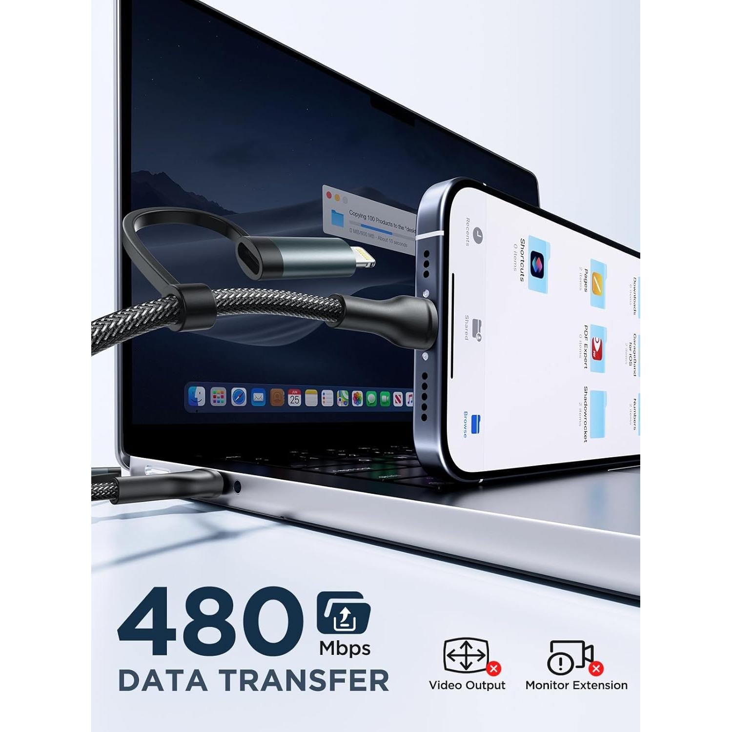 Cable de carga 4 en 1 XUDUO 2.0m USB C Lightning 60W