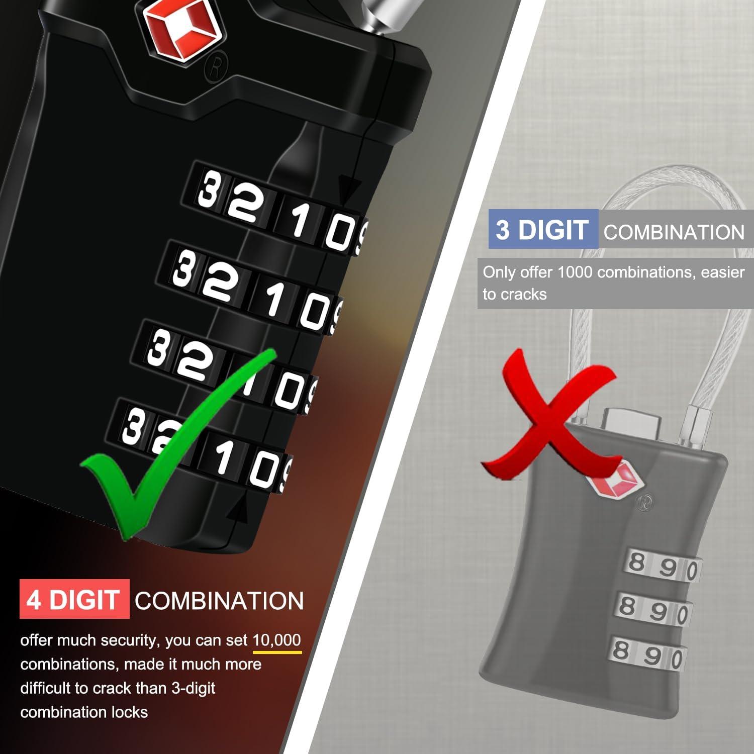 Candados TSA Diyife, 2 Piezas, Combinación 4 Dígitos, Negro