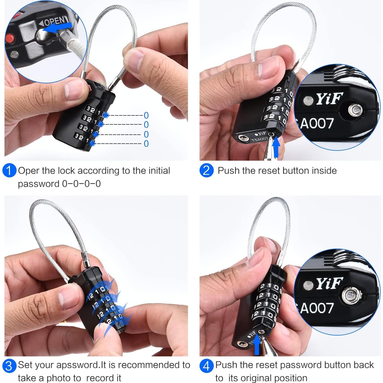 Candados TSA Diyife, 2 Piezas, Combinación 4 Dígitos, Negro