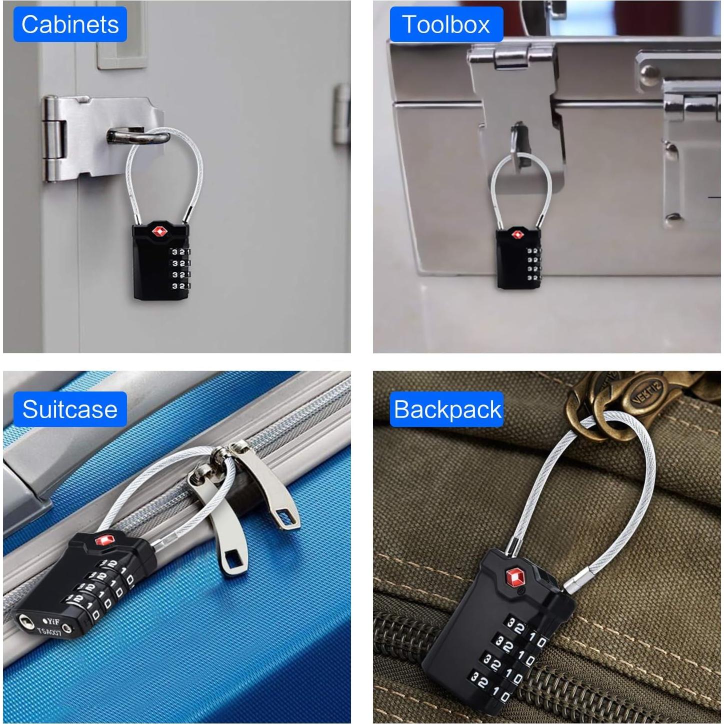 Candados TSA Diyife, 2 Piezas, Combinación 4 Dígitos, Negro