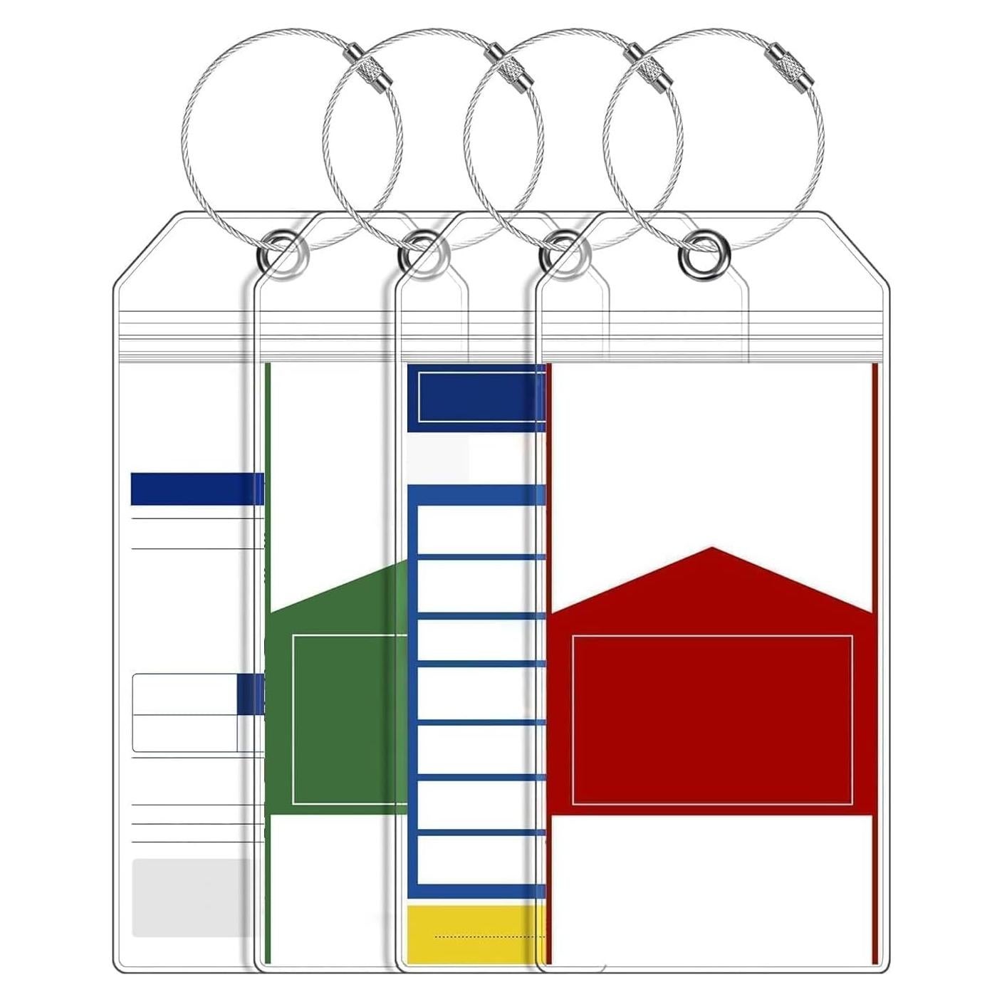 Paquete de 4 Etiquetas de Equipaje Impermeables YOKRWO 19.6x9.2cm