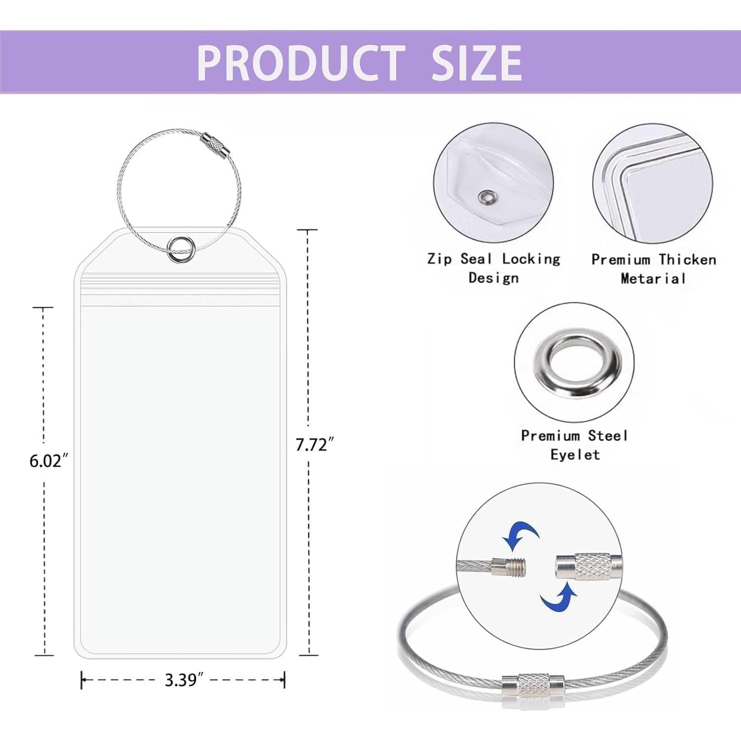 Paquete de 4 Etiquetas de Equipaje Impermeables YOKRWO 19.6x9.2cm