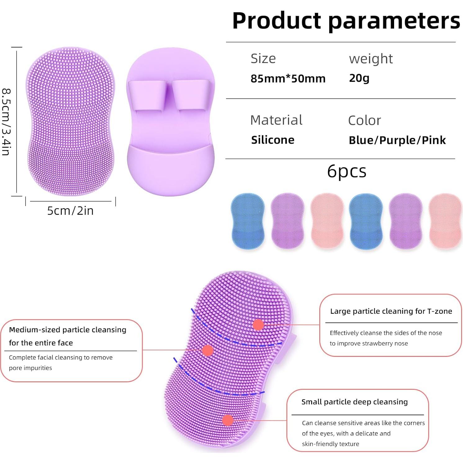 6 Exfoliadores de Silicona SHBLOMK para Limpieza Facial