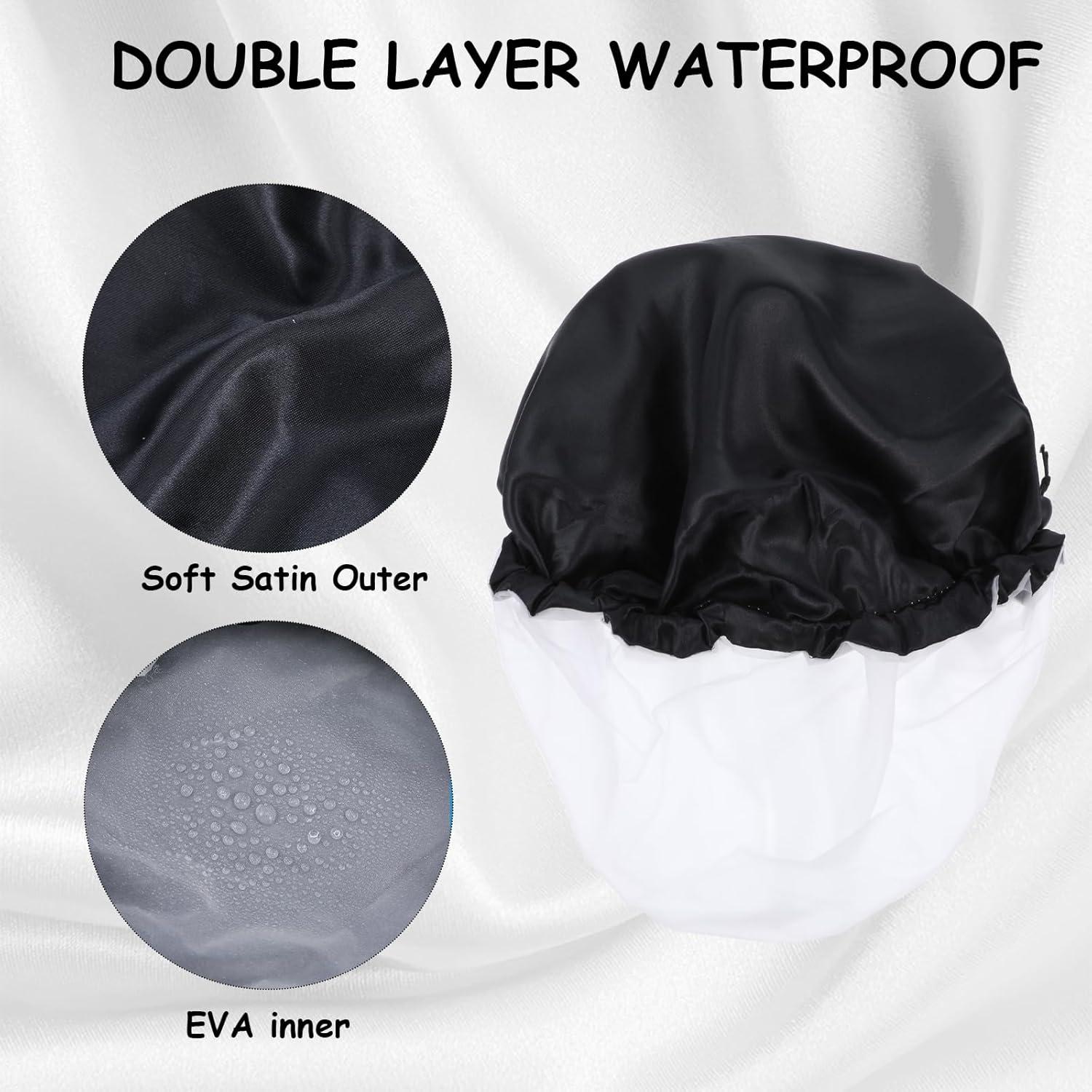 Gorro de Ducha Impermeable Ajustable Abeillo Negro 32 cm