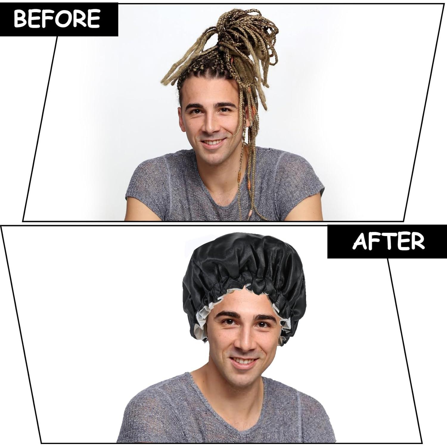 Gorro de Ducha Impermeable Ajustable Abeillo Negro 32 cm