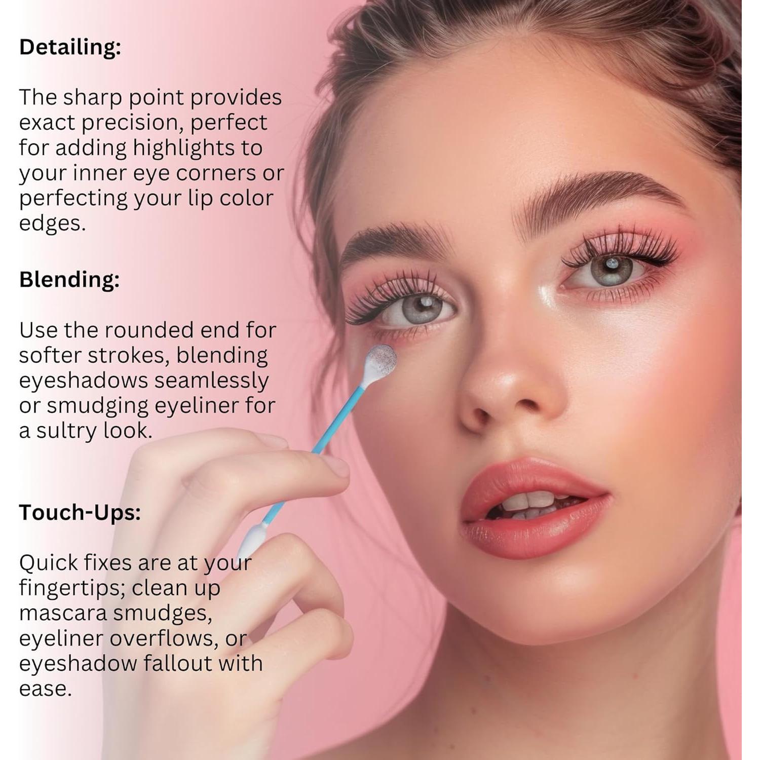 Fran Wilson Bastones de Algodón Doble Cara 80 Unidades - Aplicador de Maquillaje de Precisión