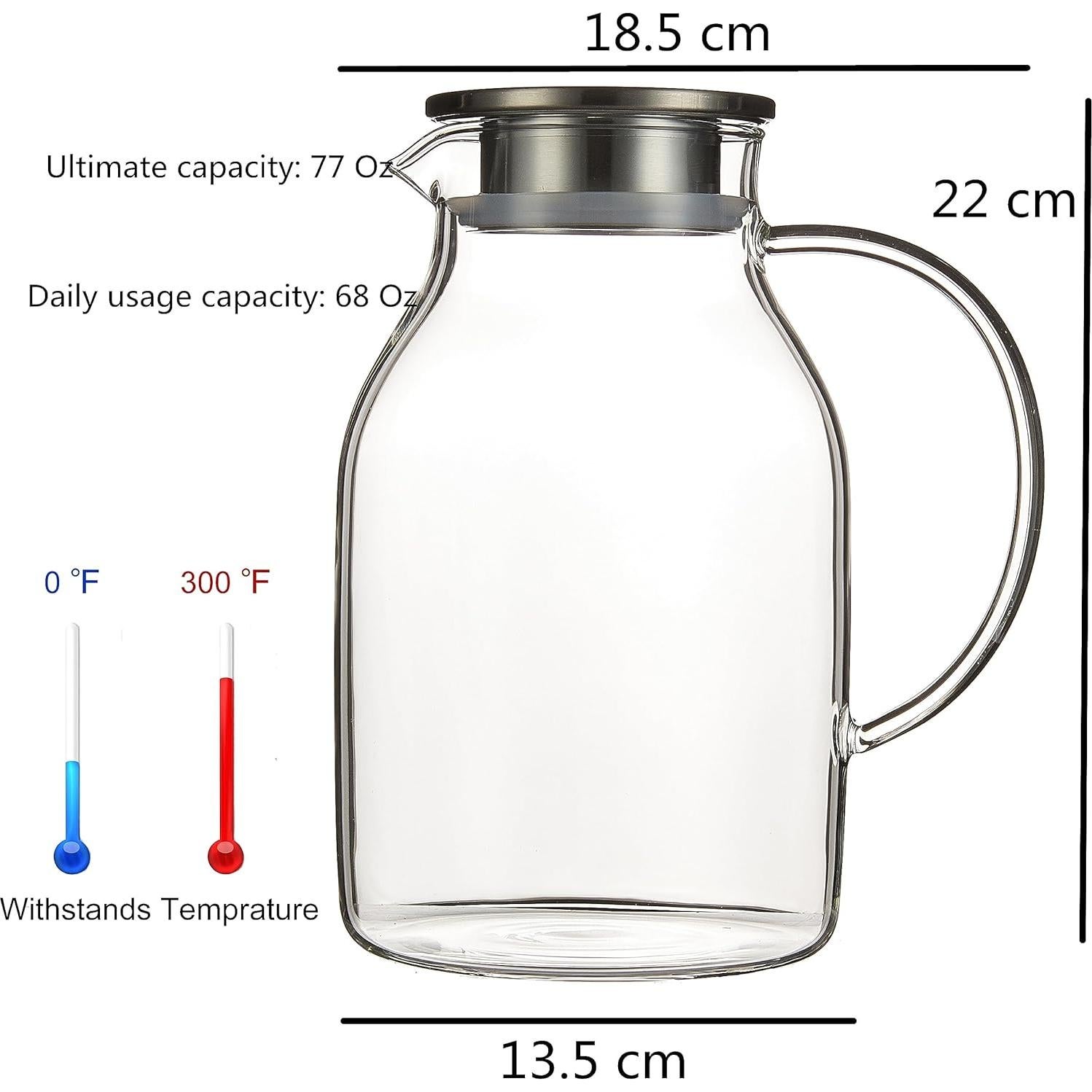 Jarra de vidrio Karafu 68Oz resistente al calor con tapa