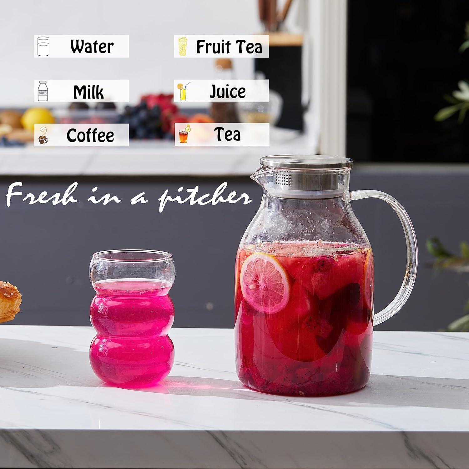 Jarra de vidrio Karafu 68Oz resistente al calor con tapa