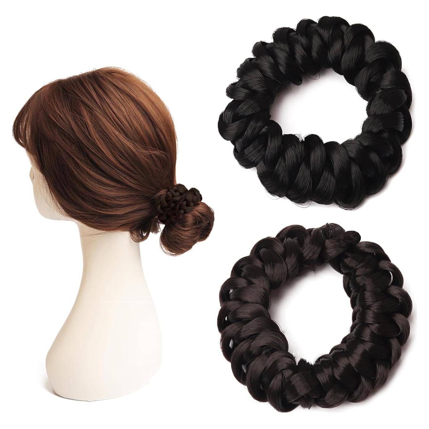 Cintas elásticas trenzadas para pelucas Denlydom - Negro y Marrón