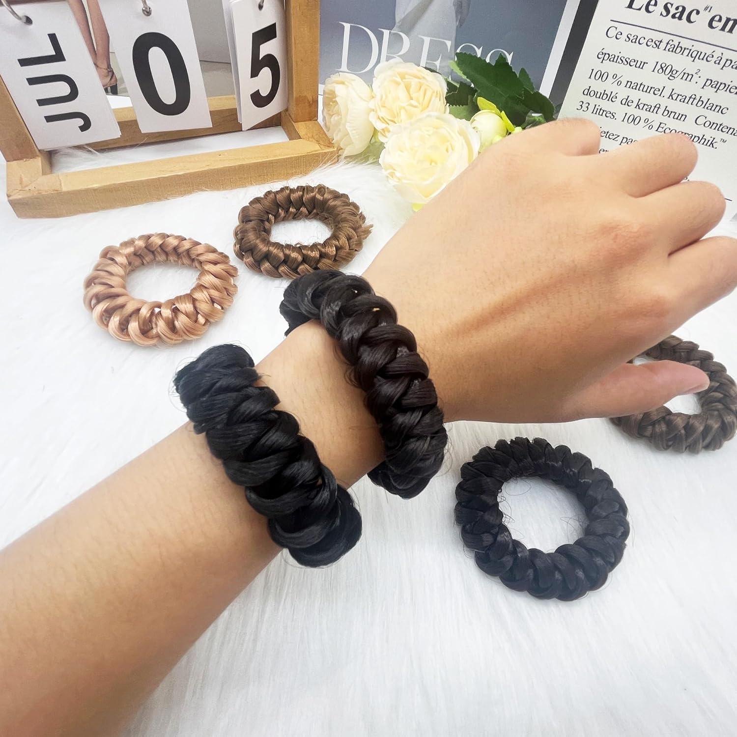 Cintas elásticas trenzadas para pelucas Denlydom - Negro y Marrón