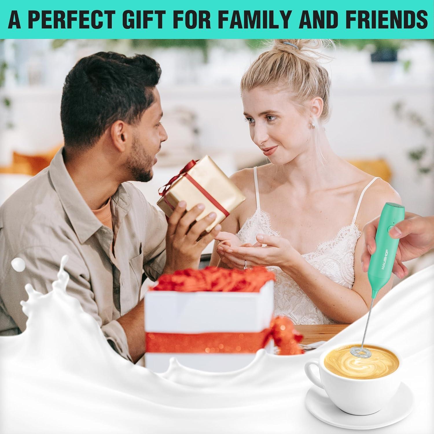 Espumador de Leche Eléctrico HAUSHOF Verde Recargable USB-C