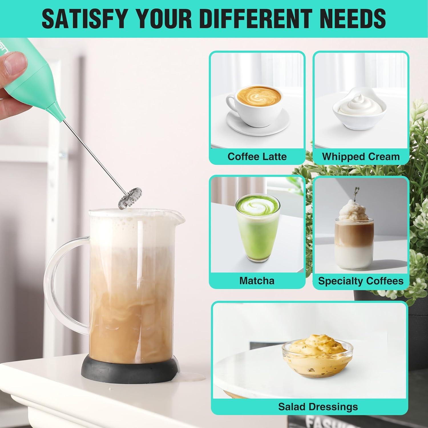 Espumador de Leche Eléctrico HAUSHOF Verde Recargable USB-C