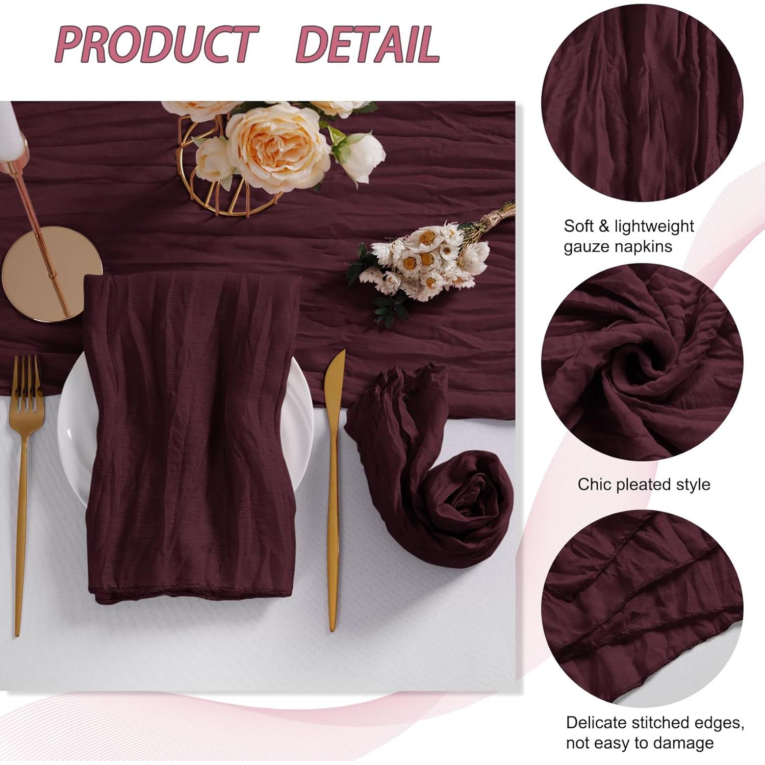 Servilletas de Gasa LZY Burdeos 50x50 cm - Paquete de 60 Piezas