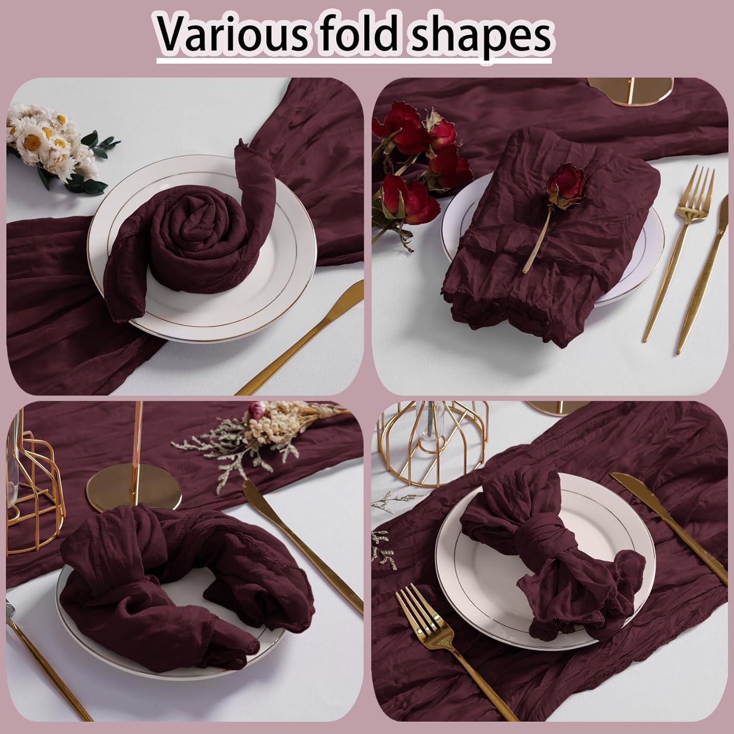 Servilletas de Gasa LZY Burdeos 50x50 cm - Paquete de 60 Piezas