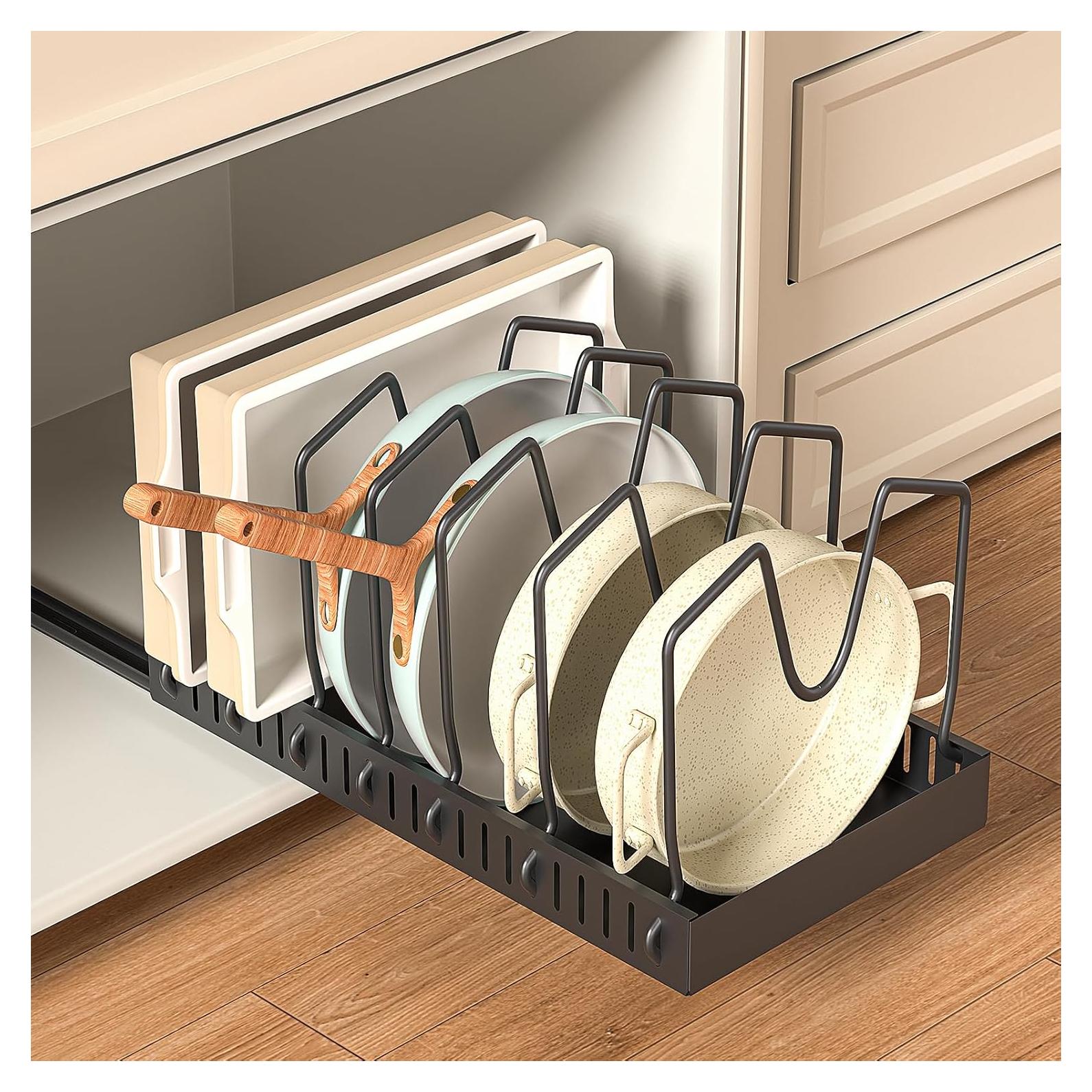 Organizador de Ollas y Sartenes GoMaihe Extraíble Negro 1 Paquete