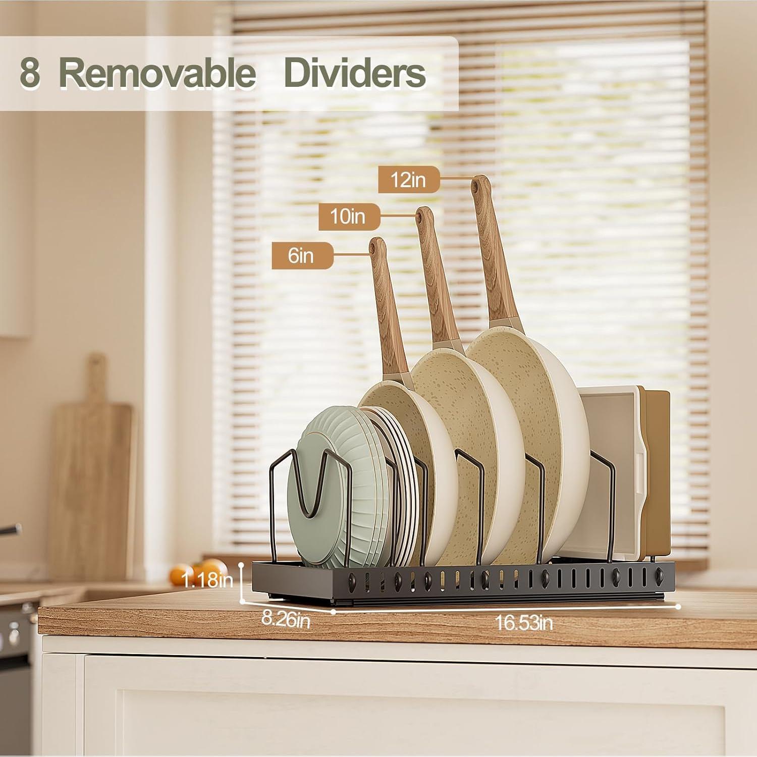 Organizador de Ollas y Sartenes GoMaihe Extraíble Negro 1 Paquete