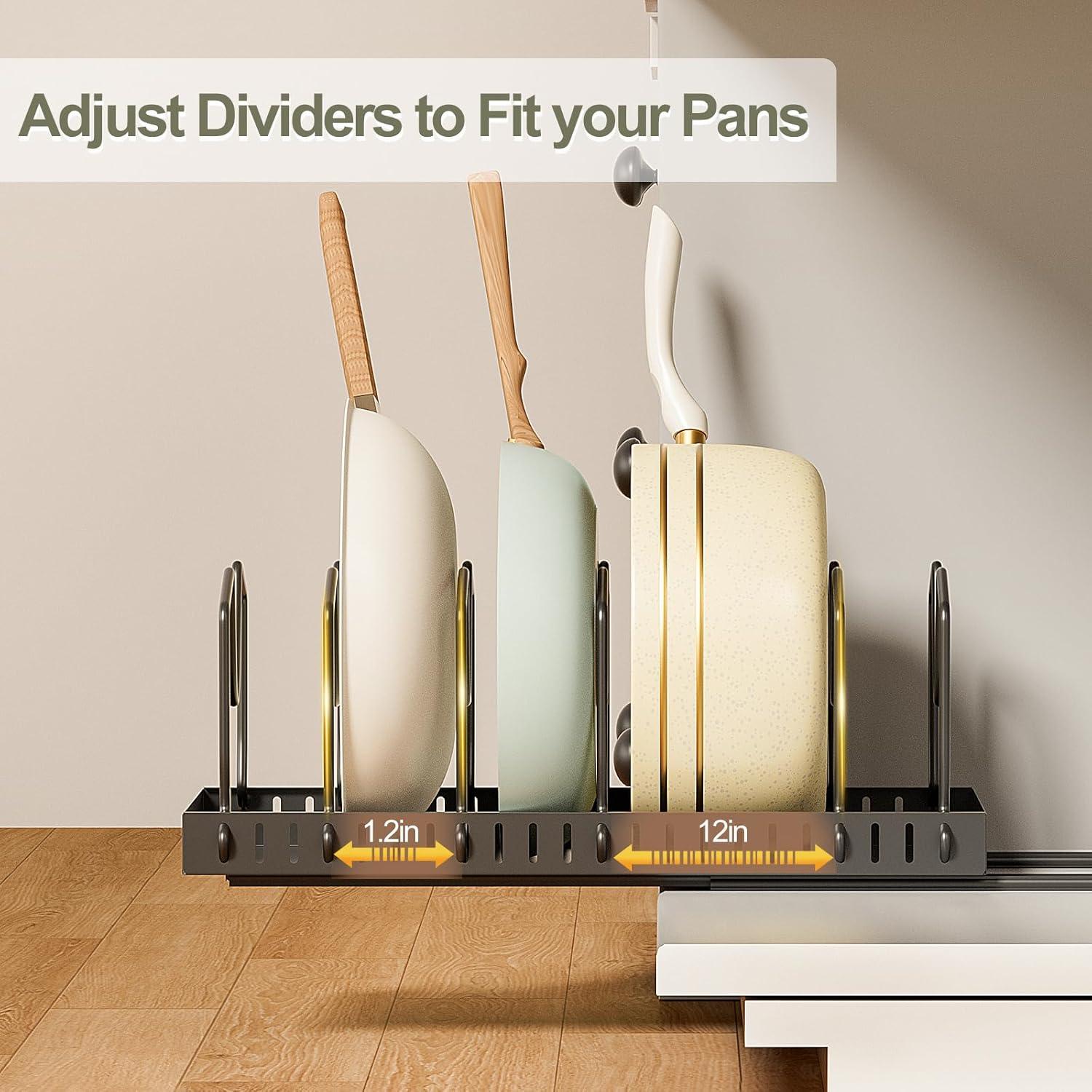 Organizador de Ollas y Sartenes GoMaihe Extraíble Negro 1 Paquete