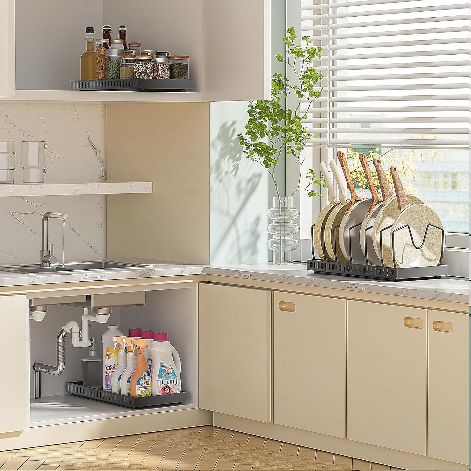 Organizador de Ollas y Sartenes GoMaihe Extraíble Negro 1 Paquete