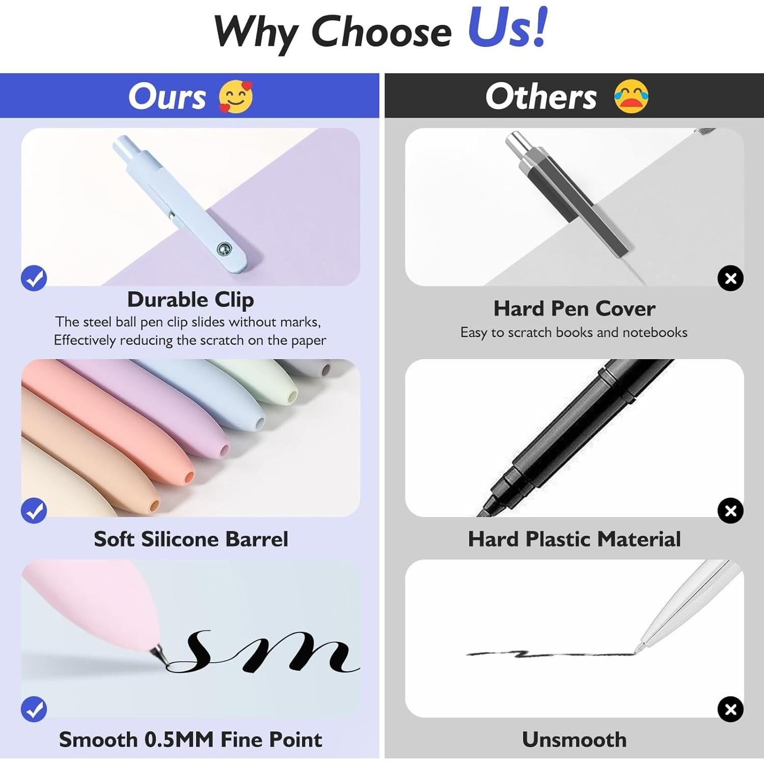 Bolígrafos de Gel Vanhench 10Pcs Gradiente 0.7mm Tinta Negra