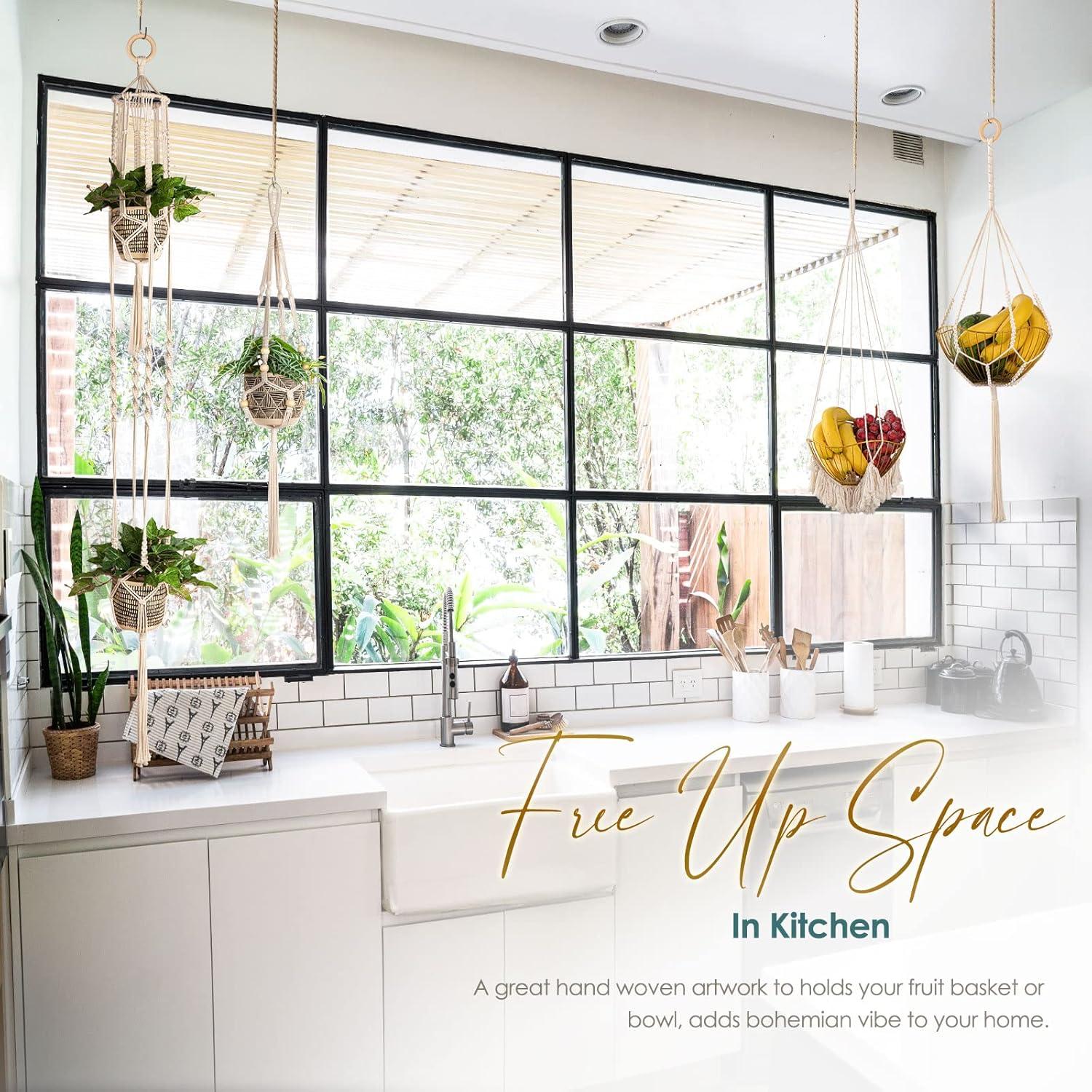 Colgador de Macramé ANROYE para Plantas - Juego de 4 Beige