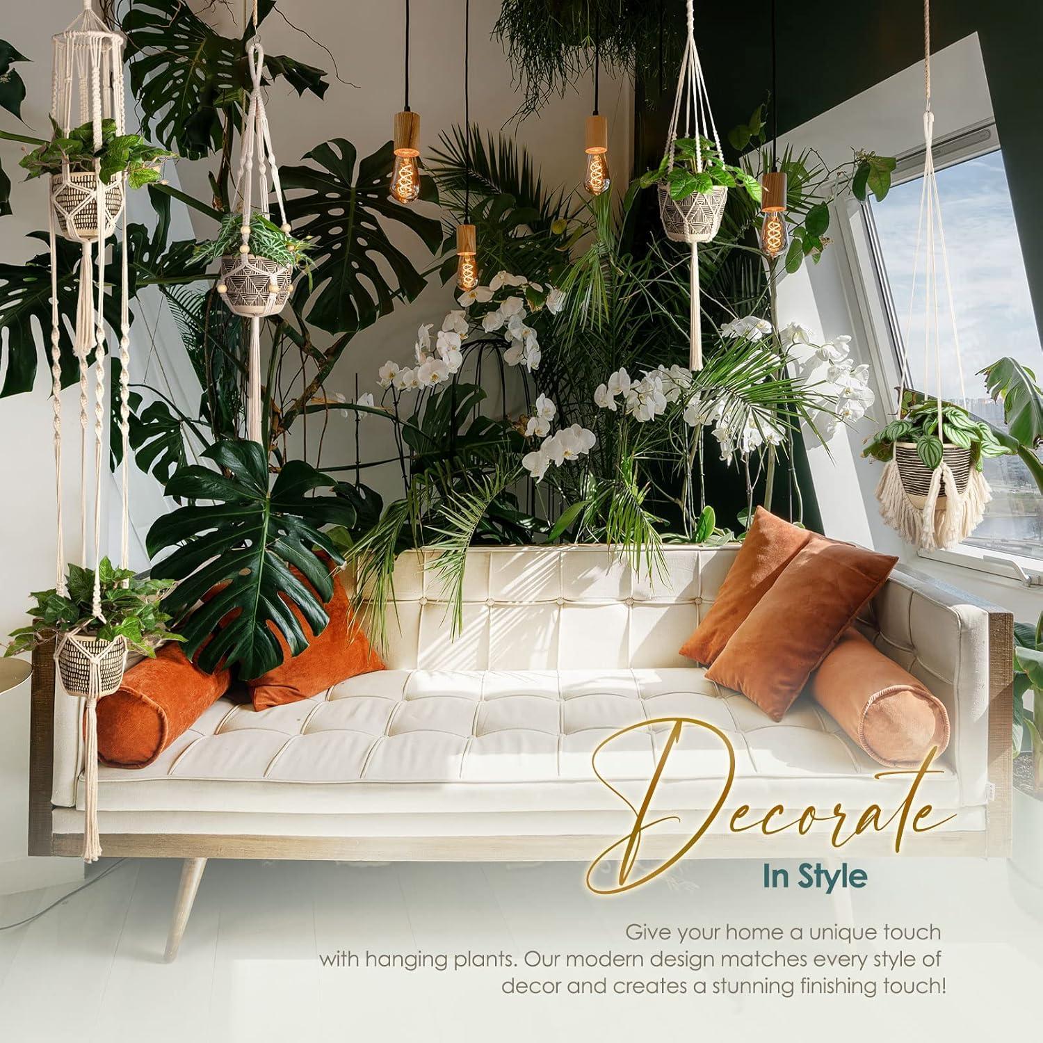 Colgador de Macramé ANROYE para Plantas - Juego de 4 Beige