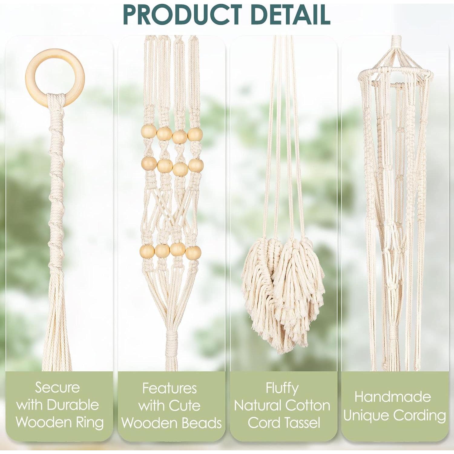 Colgador de Macramé ANROYE para Plantas - Juego de 4 Beige