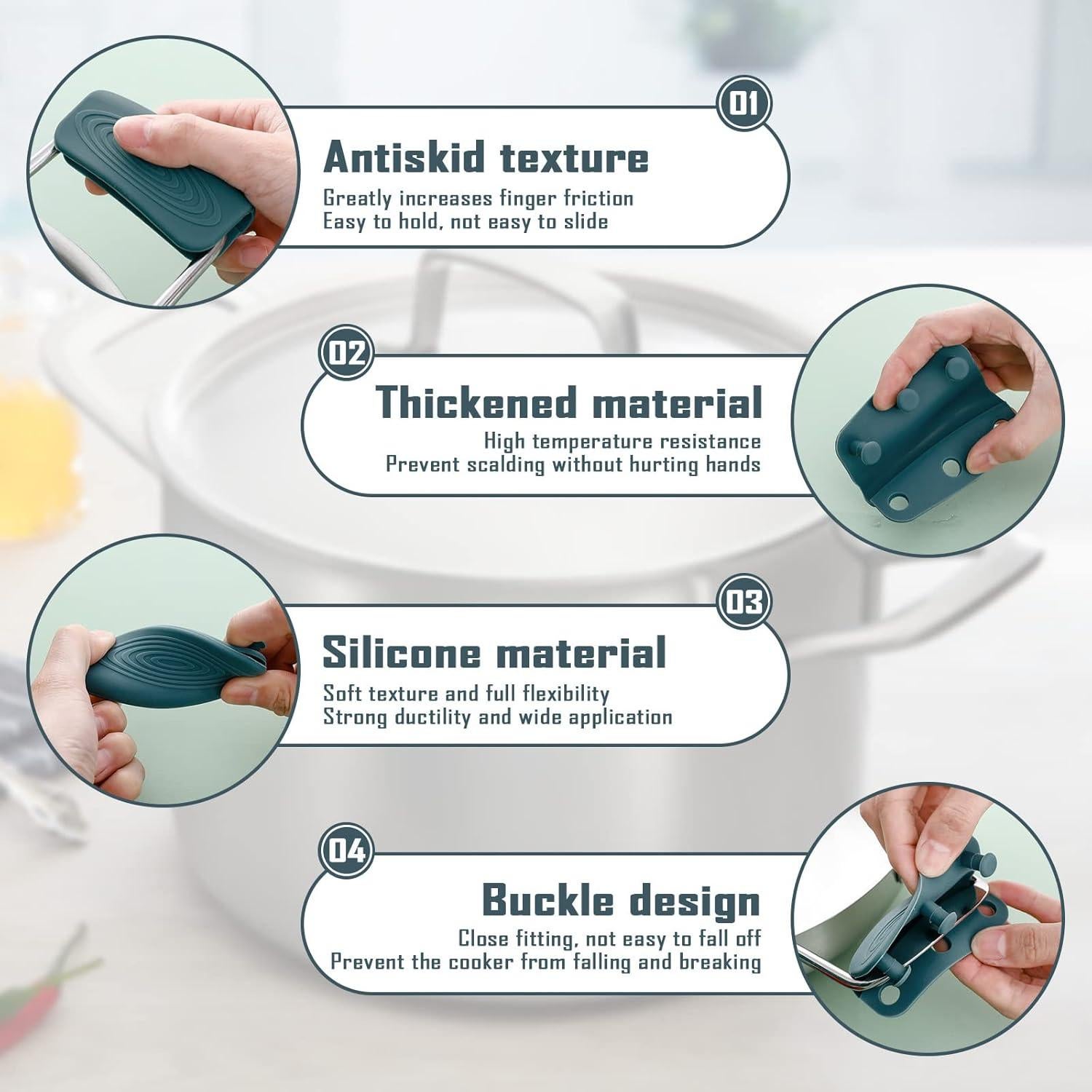 Cubiertas de Mango de Olla de Silicona BangBoom 2 Piezas Gris