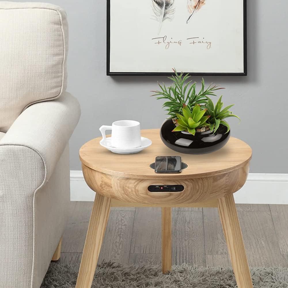 Planta Suculenta Artificial Hollyone en Maceta Cerámica Negra 17cm