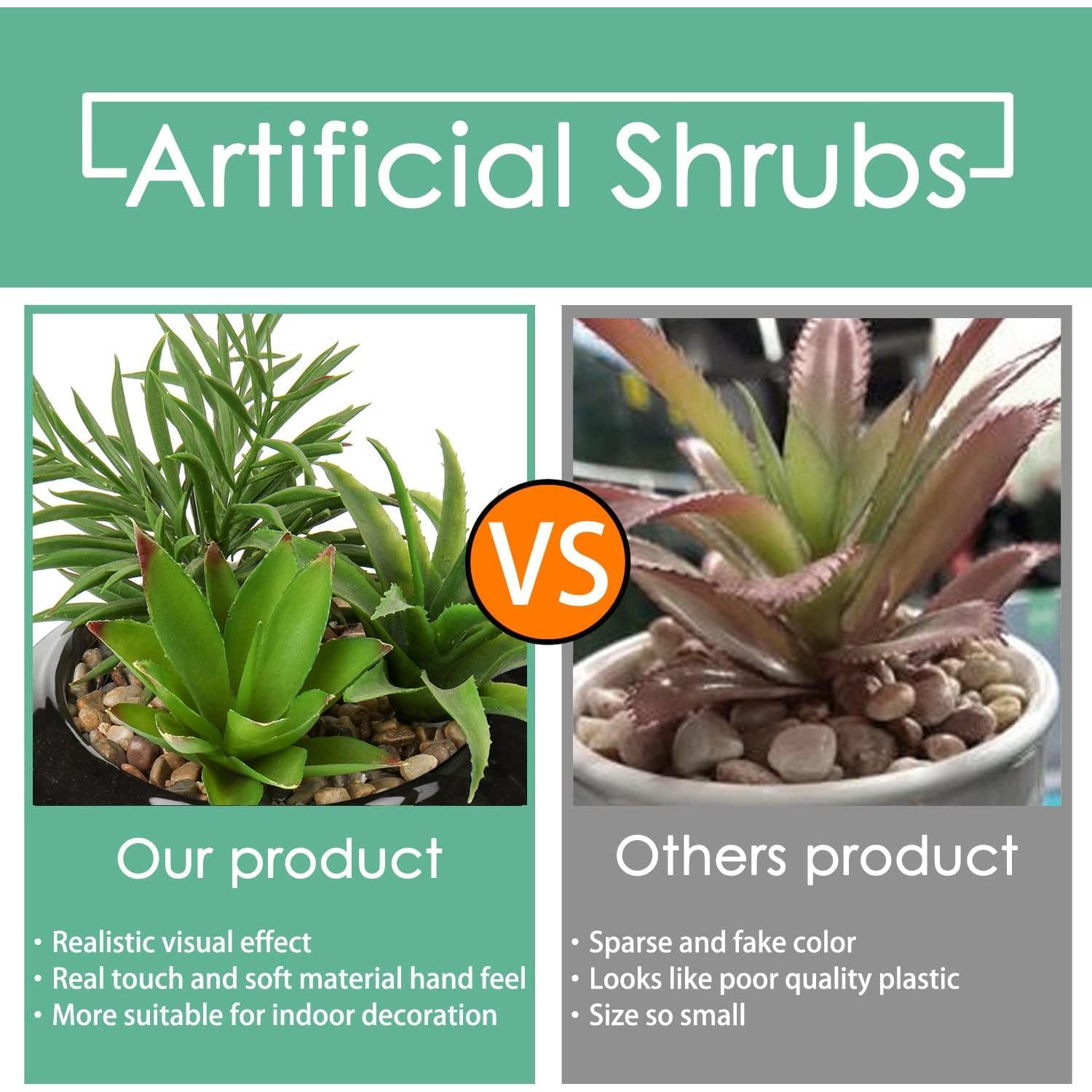 Planta Suculenta Artificial Hollyone en Maceta Cerámica Negra 17cm