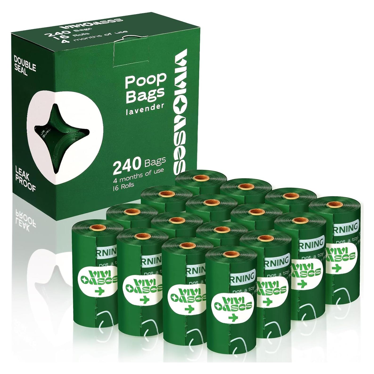 Bolsas para Excremento de Perro VIVIOASES 240 Unidades Aroma Lavanda