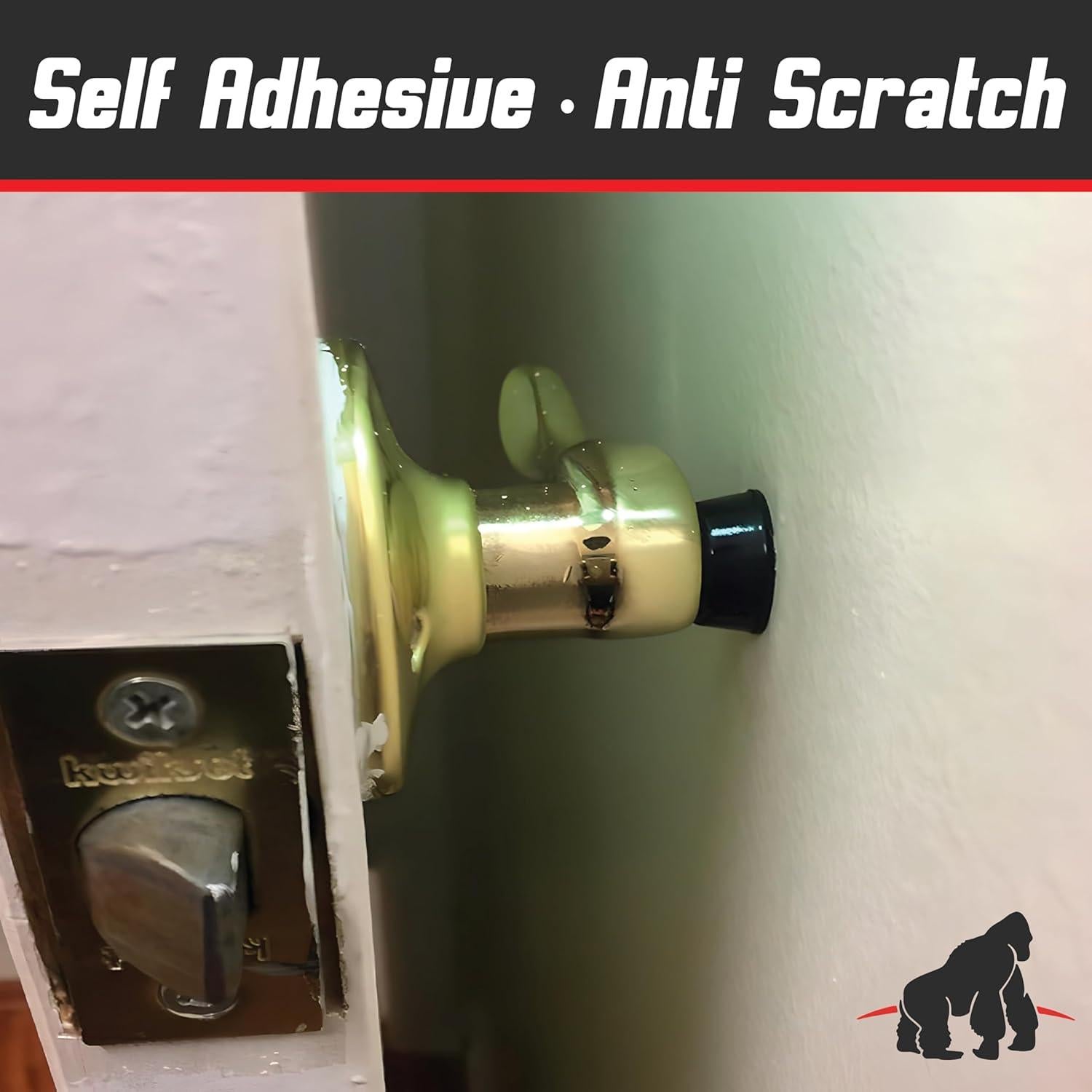 Topes de Puerta Autoadhesivos GorillaGrit - Juego de 12, Negro